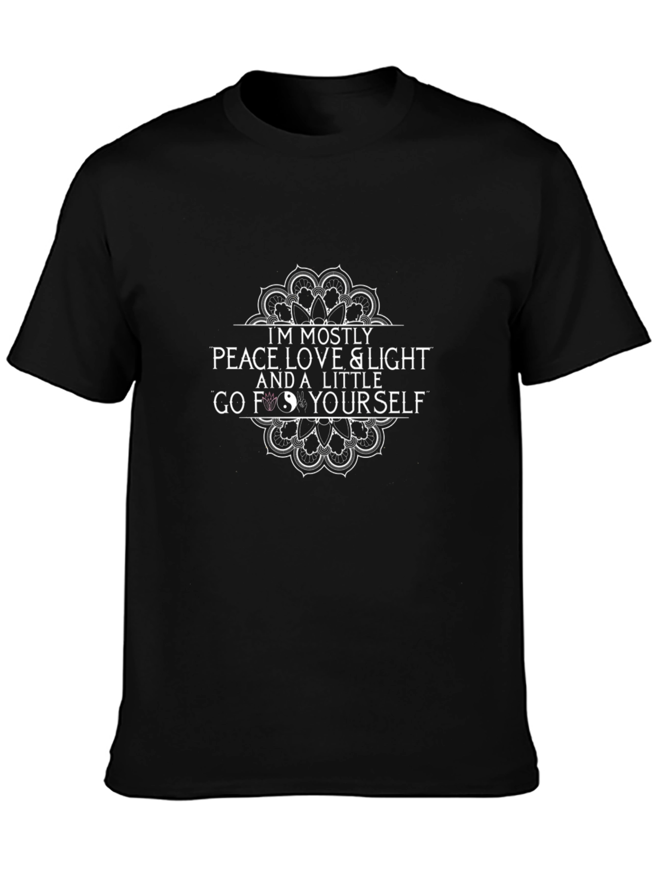 Black Peace Love Light Funny T-Shirt view 3