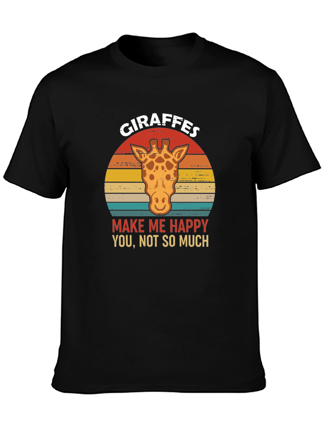 Black Giraffe Happy Graphic T-Shirt: Unisex Crew Neck Tee view 3