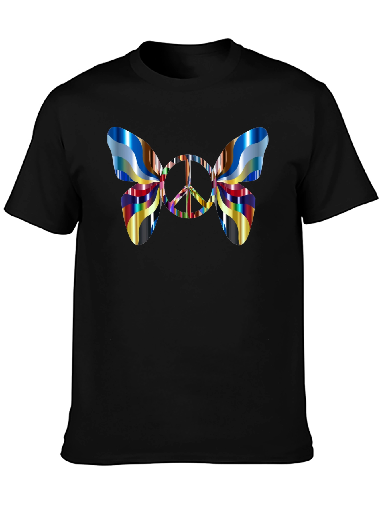 Black Peace Butterfly Graphic Tee - Stylish Men's Black T-Shirt view 3