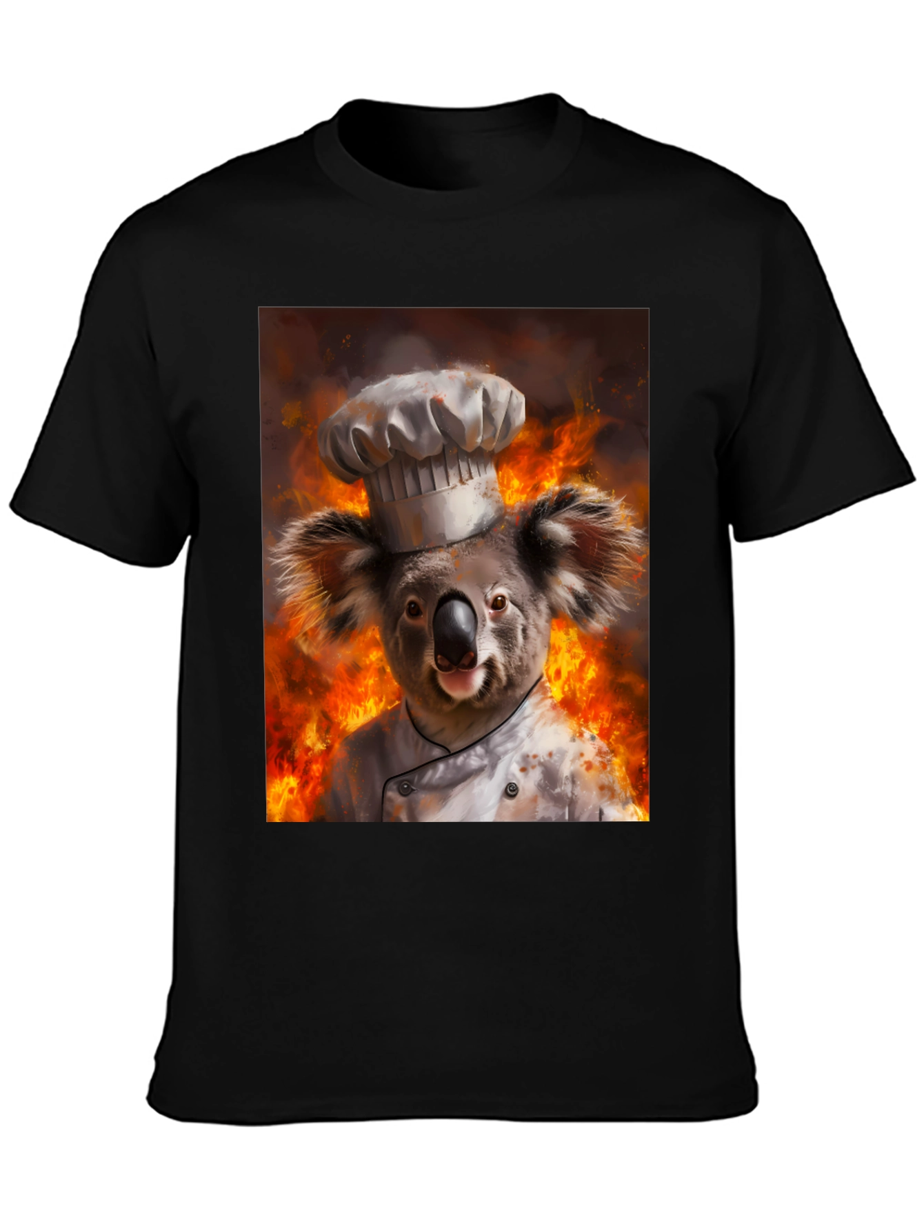 Black Chef Koala T-Shirt - Fiery Kitchen Design view 3