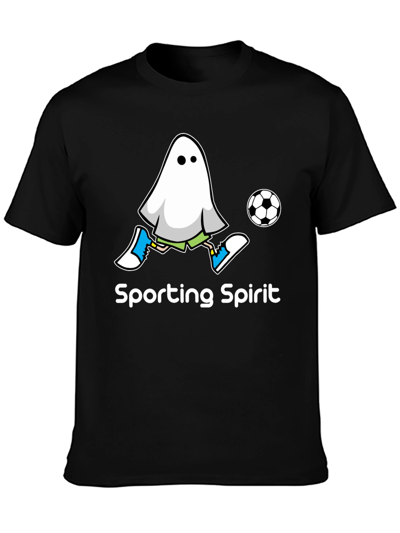 Black Sporting Spirit Ghost Soccer T-Shirt view 3