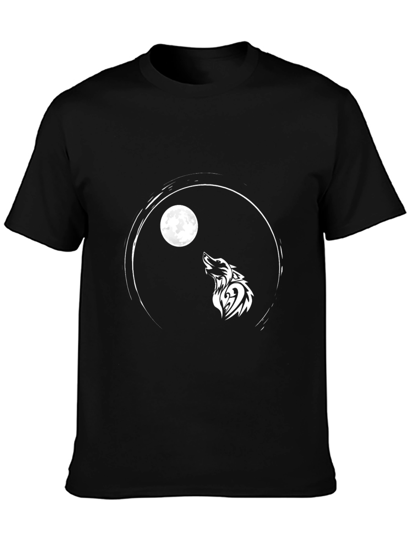 Black Wolf Moon Graphic Tee - Black Cotton Blend view 3