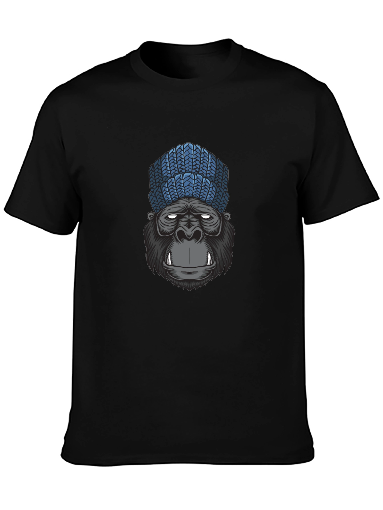 Black Gorilla Beanie Graphic Tee - Cool & Casual view 3