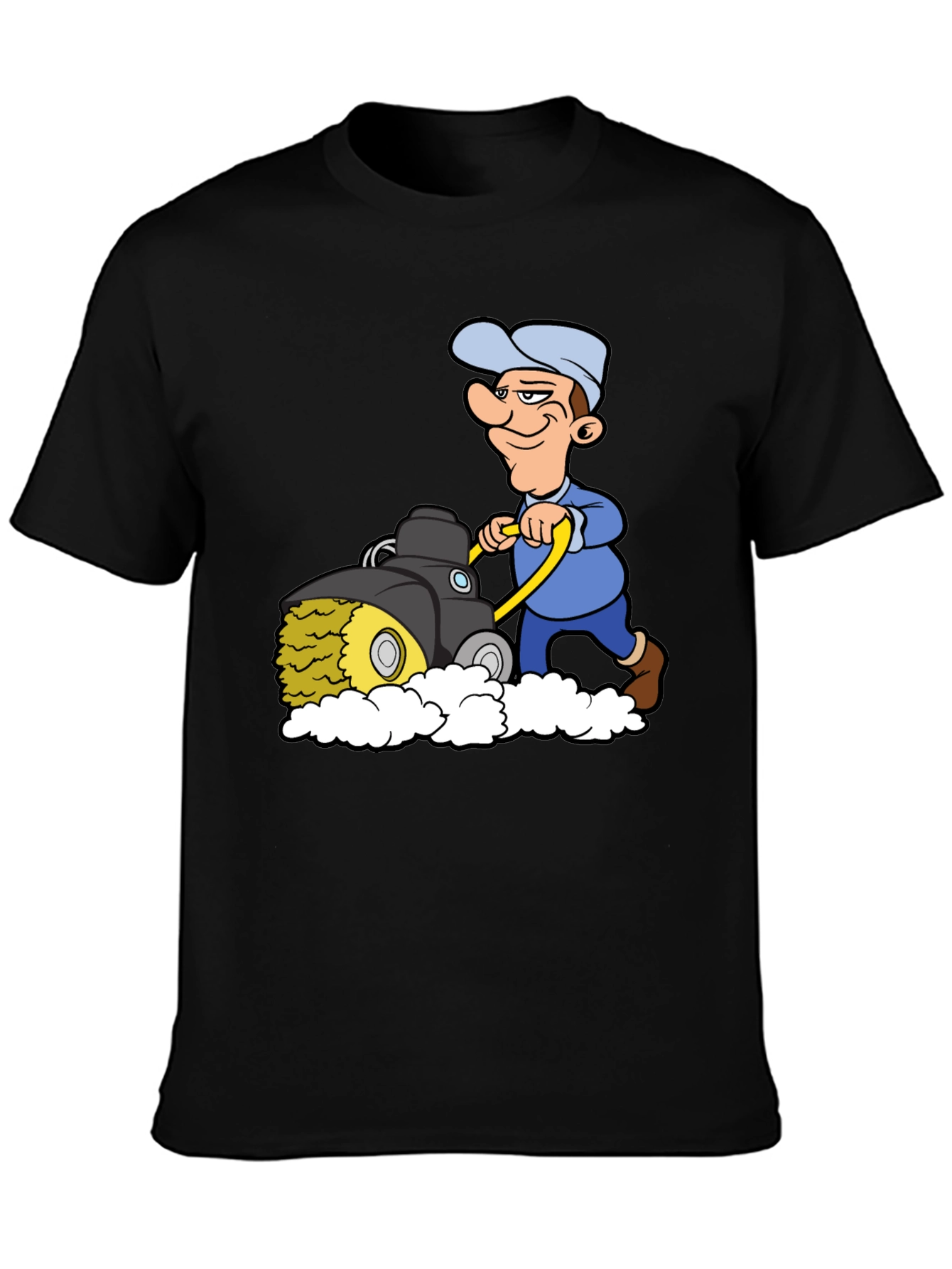 Black Cartoon Mower T-Shirt view 3