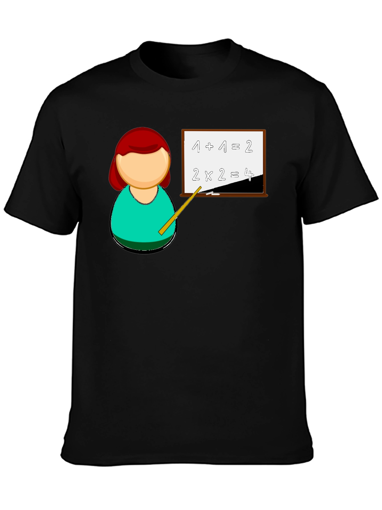 Black Math Teacher T-Shirt - Unique Cartoon Design view 3