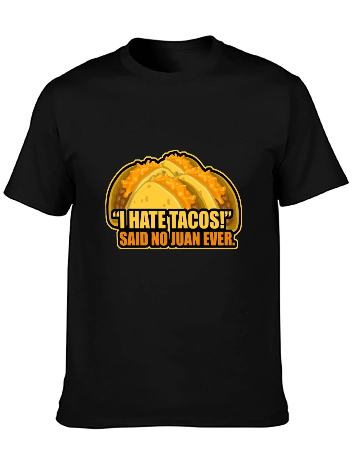 Black Funny 'I Hate Tacos!' Graphic Print T-Shirt view 3