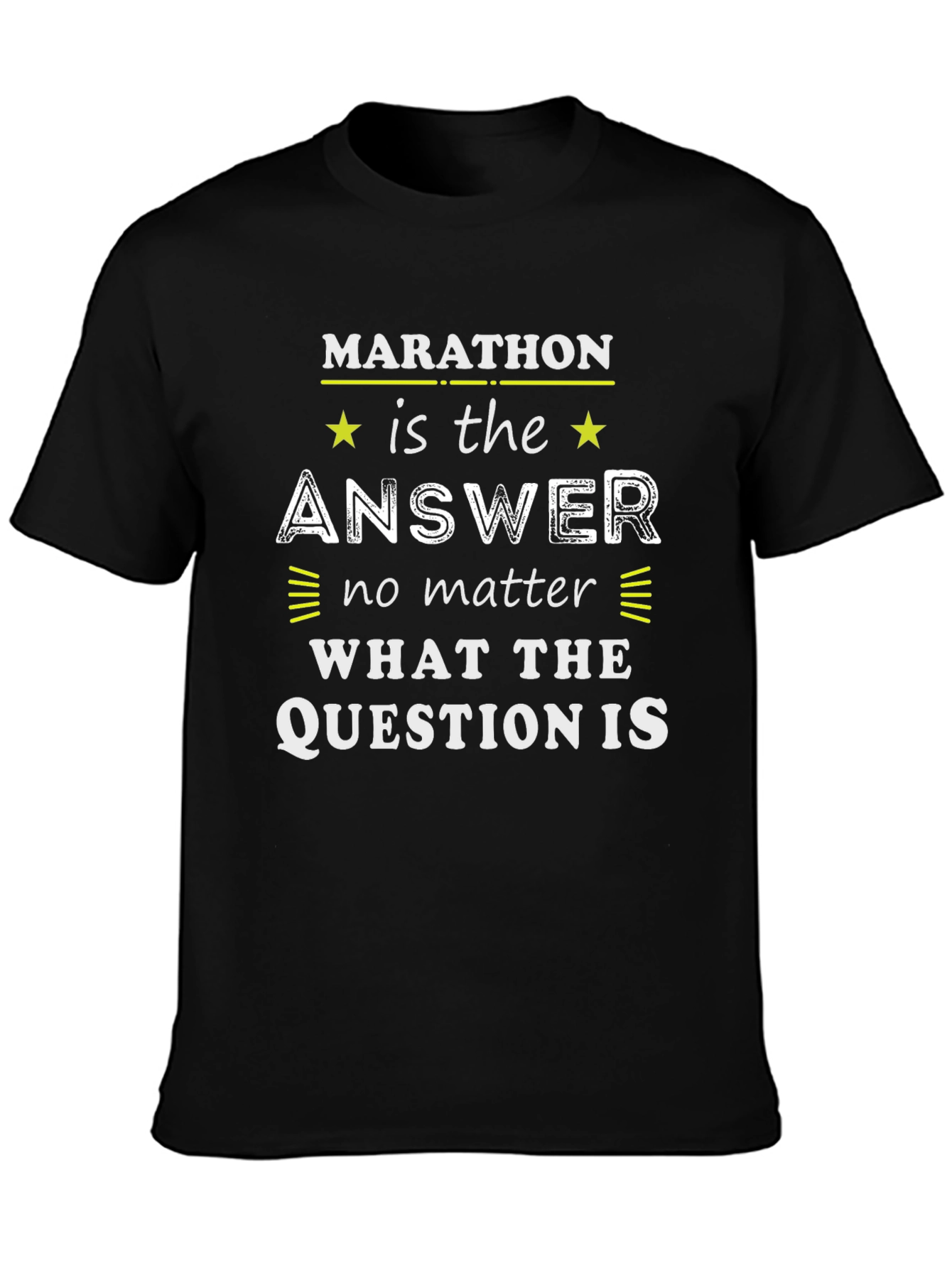 Black Marathon Is The Answer T-Shirt - Black Cotton Tee view 3
