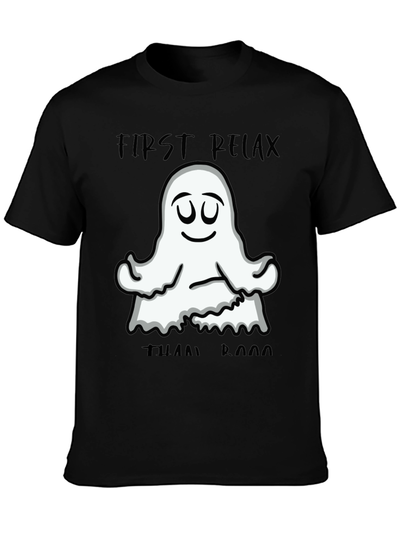Black Relax Ghost Graphic T-Shirt - Halloween Yoga Tee view 3