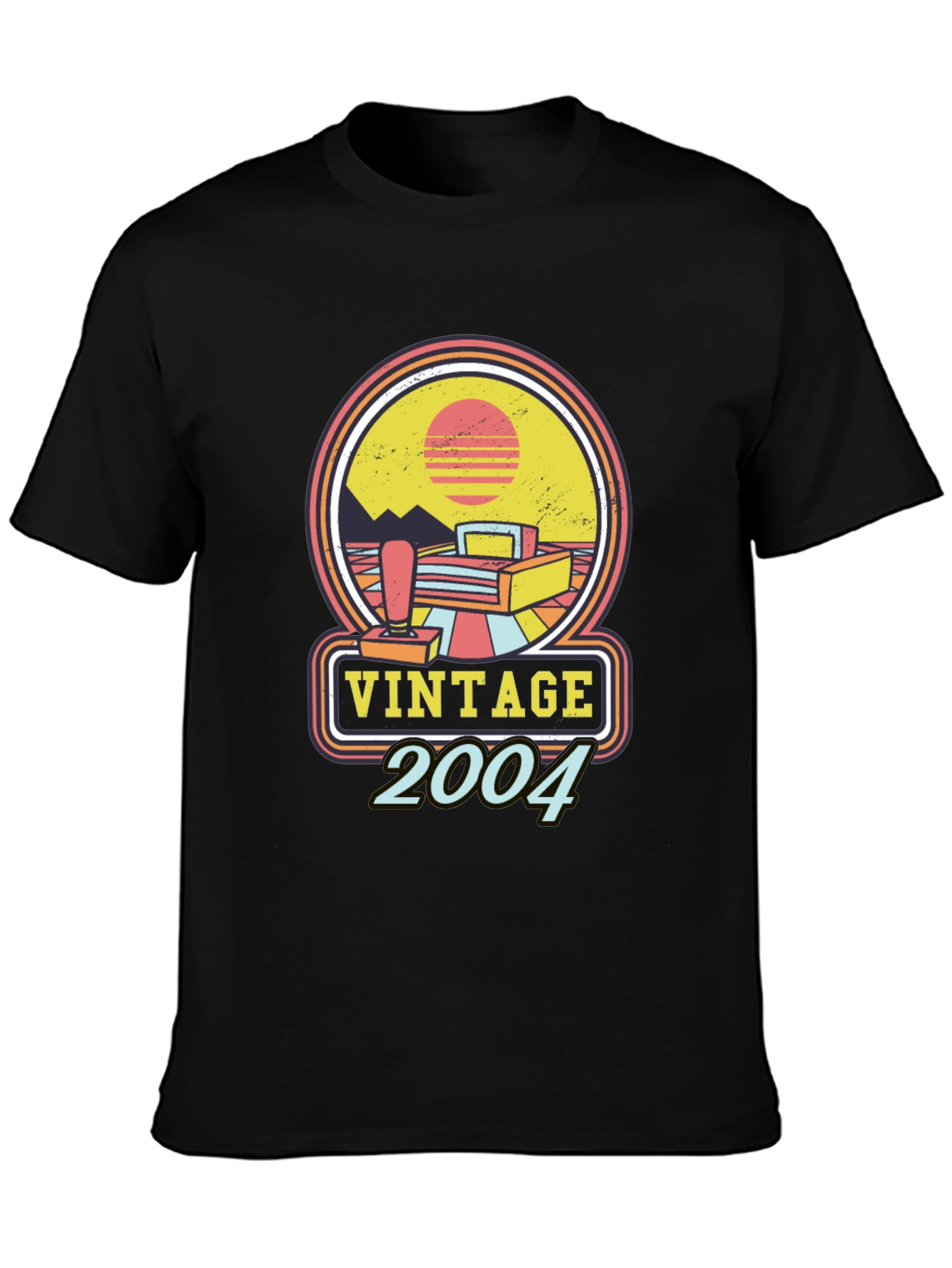 Black Vintage 2004 Gamer T-Shirt - Retro Style view 3