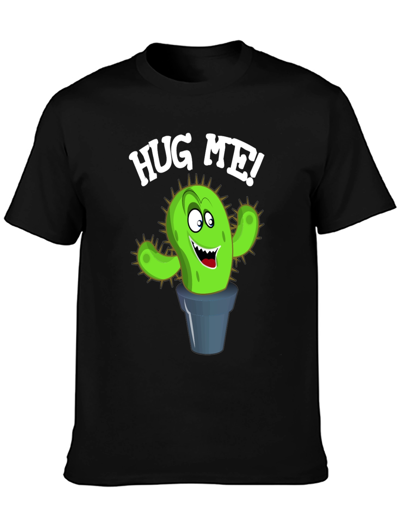 Black Hug Me Cactus Graphic Tee - Black view 3