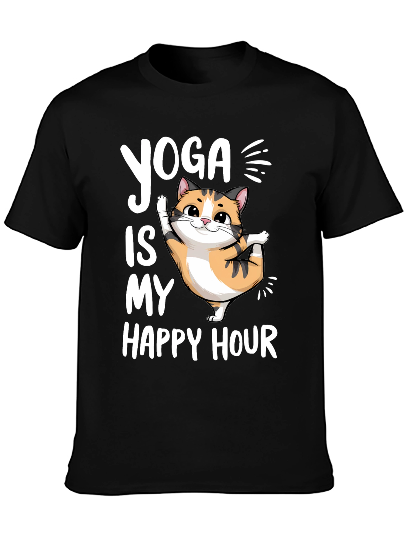 Black Yoga Cat T-Shirt - Happy Hour Tee view 3