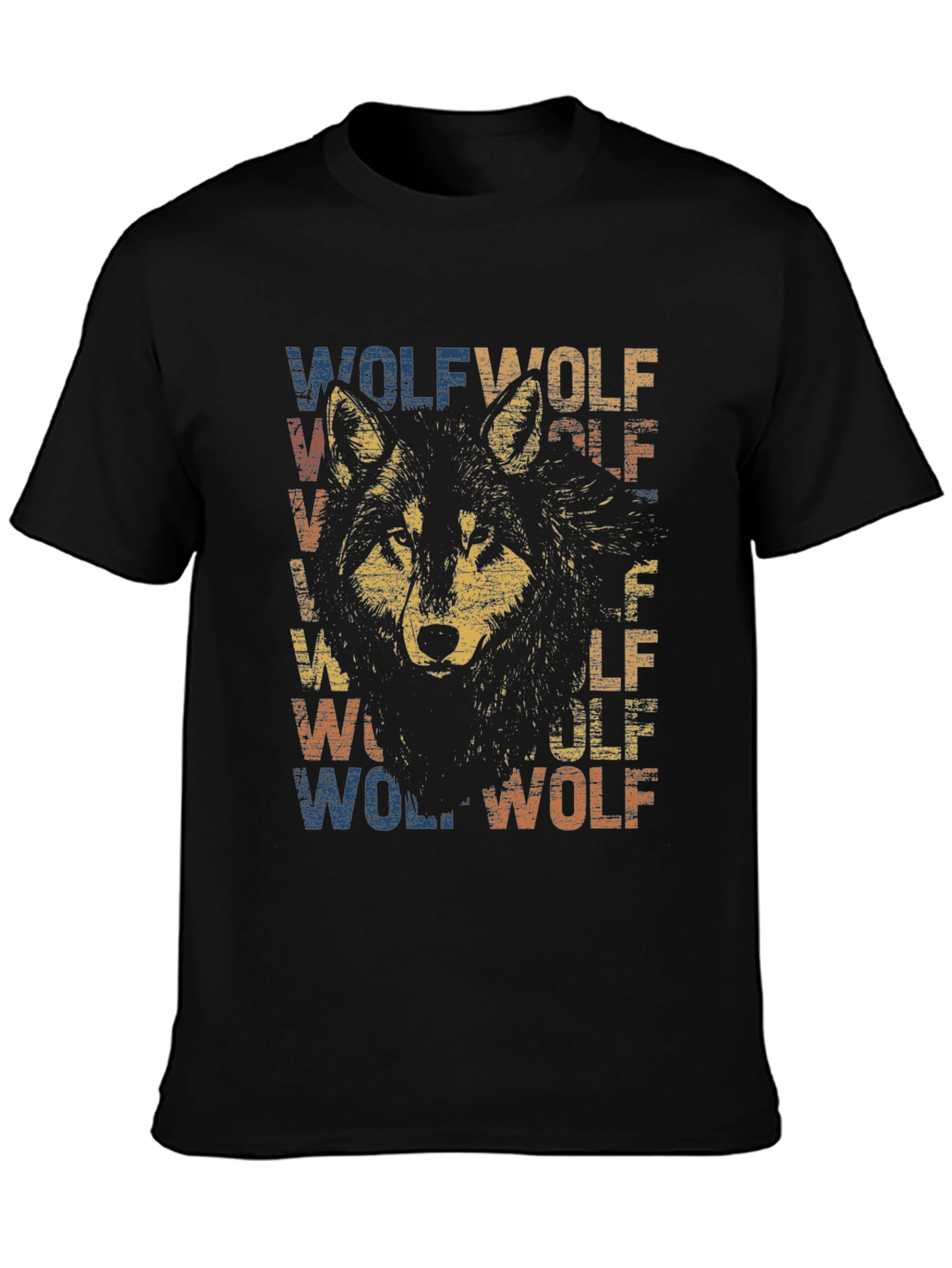 Black Vintage Wolf Graphic T-Shirt - Retro Style Tee view 3