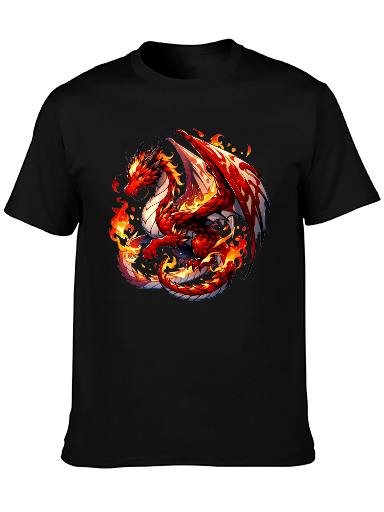 Fiery Dragon Graphic Tee - Black Cotton Shirt - 3
