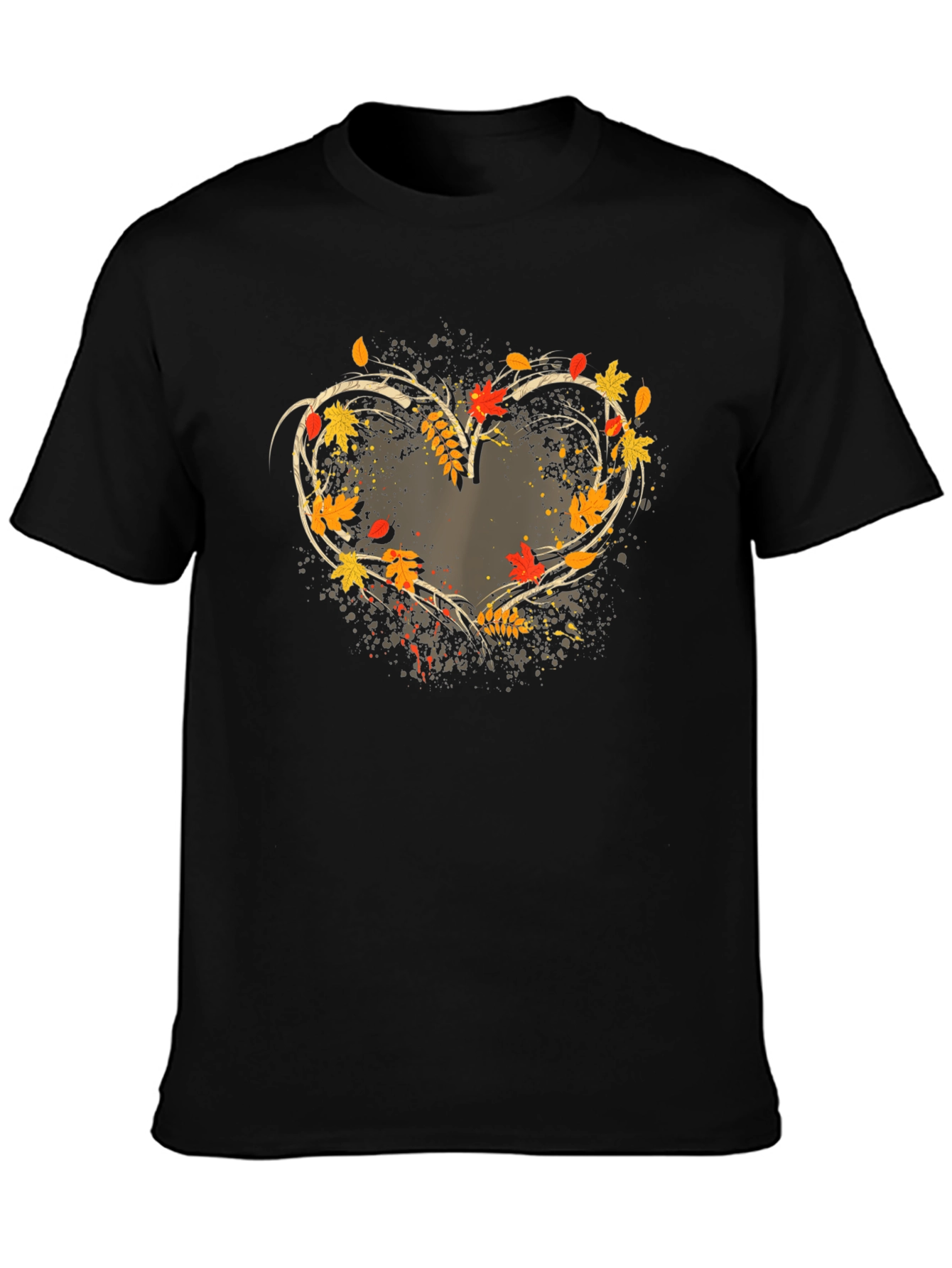 Black Autumn Heart T-Shirt - Stylish Fall Apparel view 3