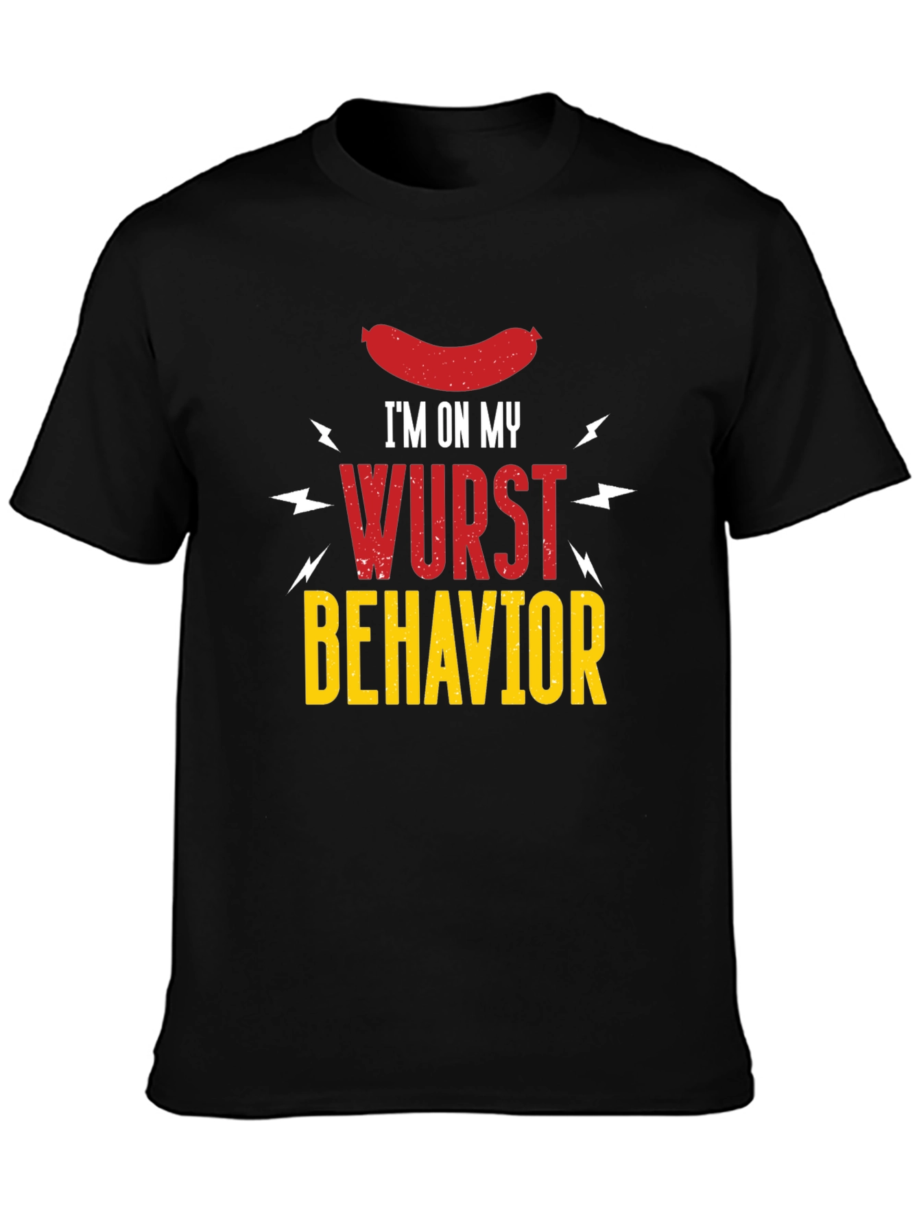 Black Wurst Behavior Graphic T-Shirt - Funny Sausage Tee view 3