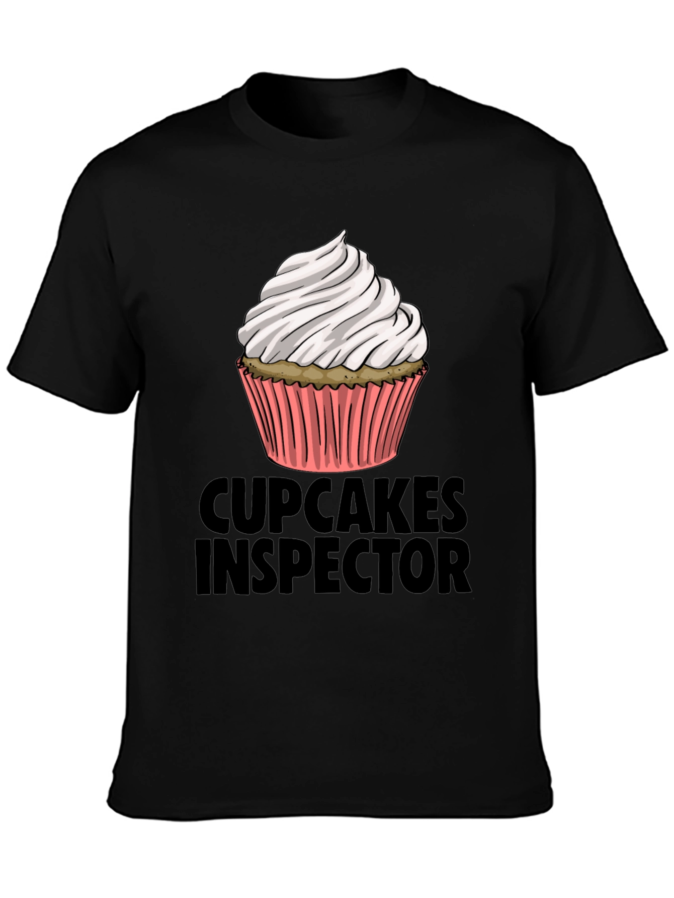 Black Cupcakes Inspector Funny Graphic T-Shirt view 3