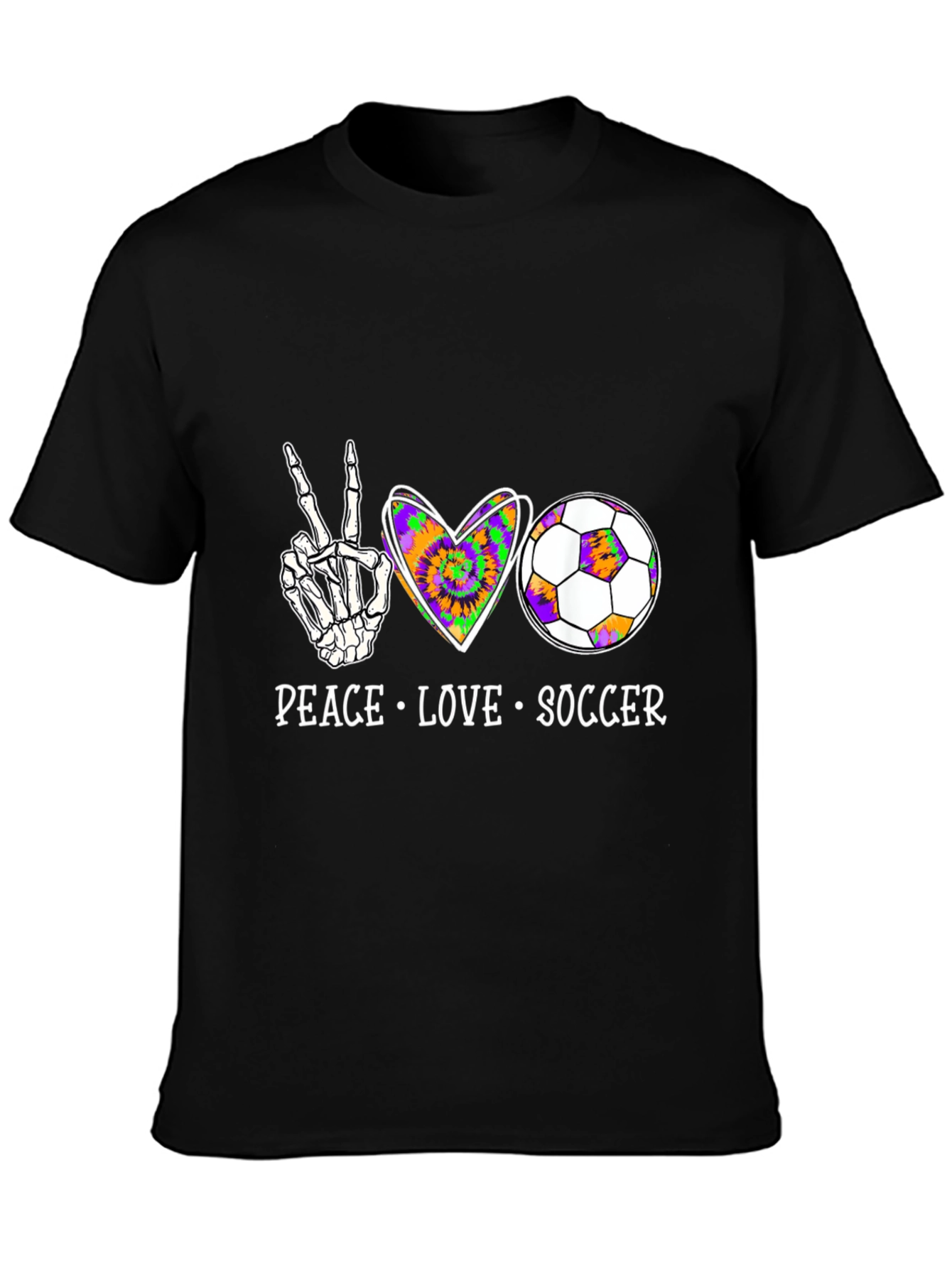 Black Peace Love Soccer T-Shirt view 3