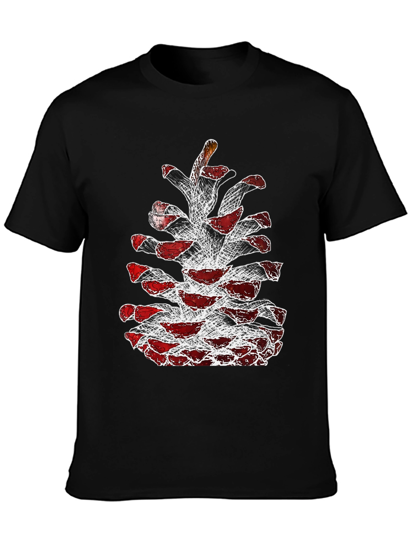 Black Pine Cone Graphic Tee - Unique Nature Design view 3