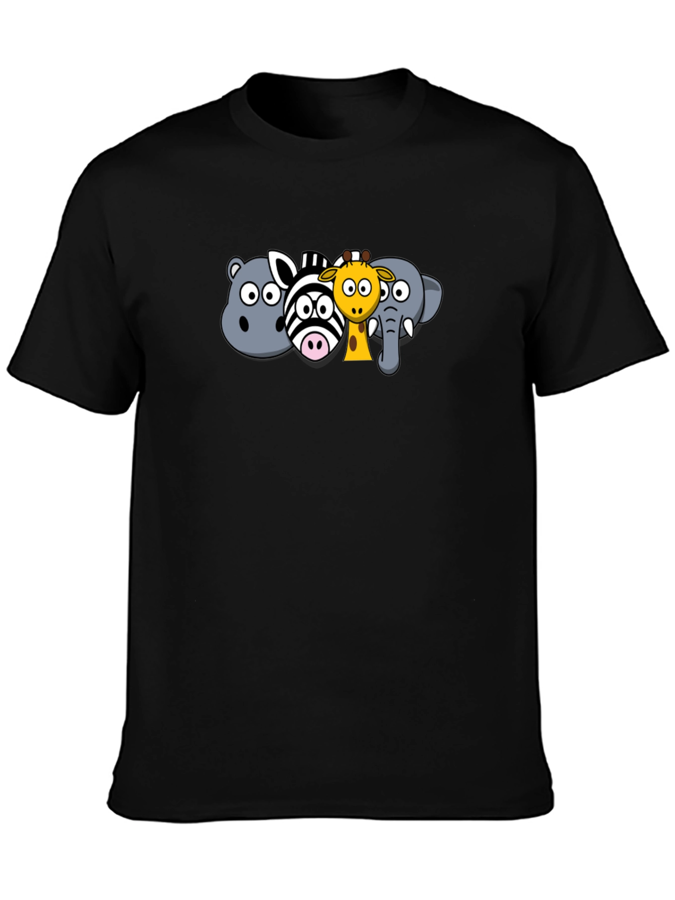 Black Cartoon Animal Crew Neck T-Shirt view 3