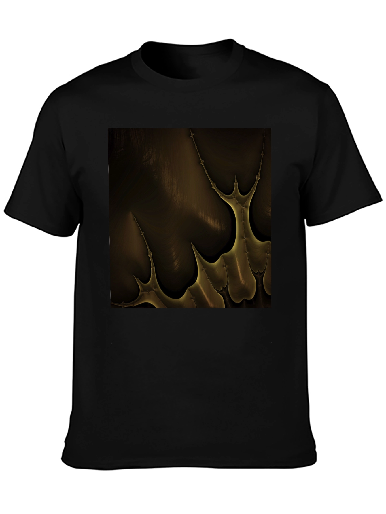 Black Abstract Gold Pattern Black T-Shirt view 3