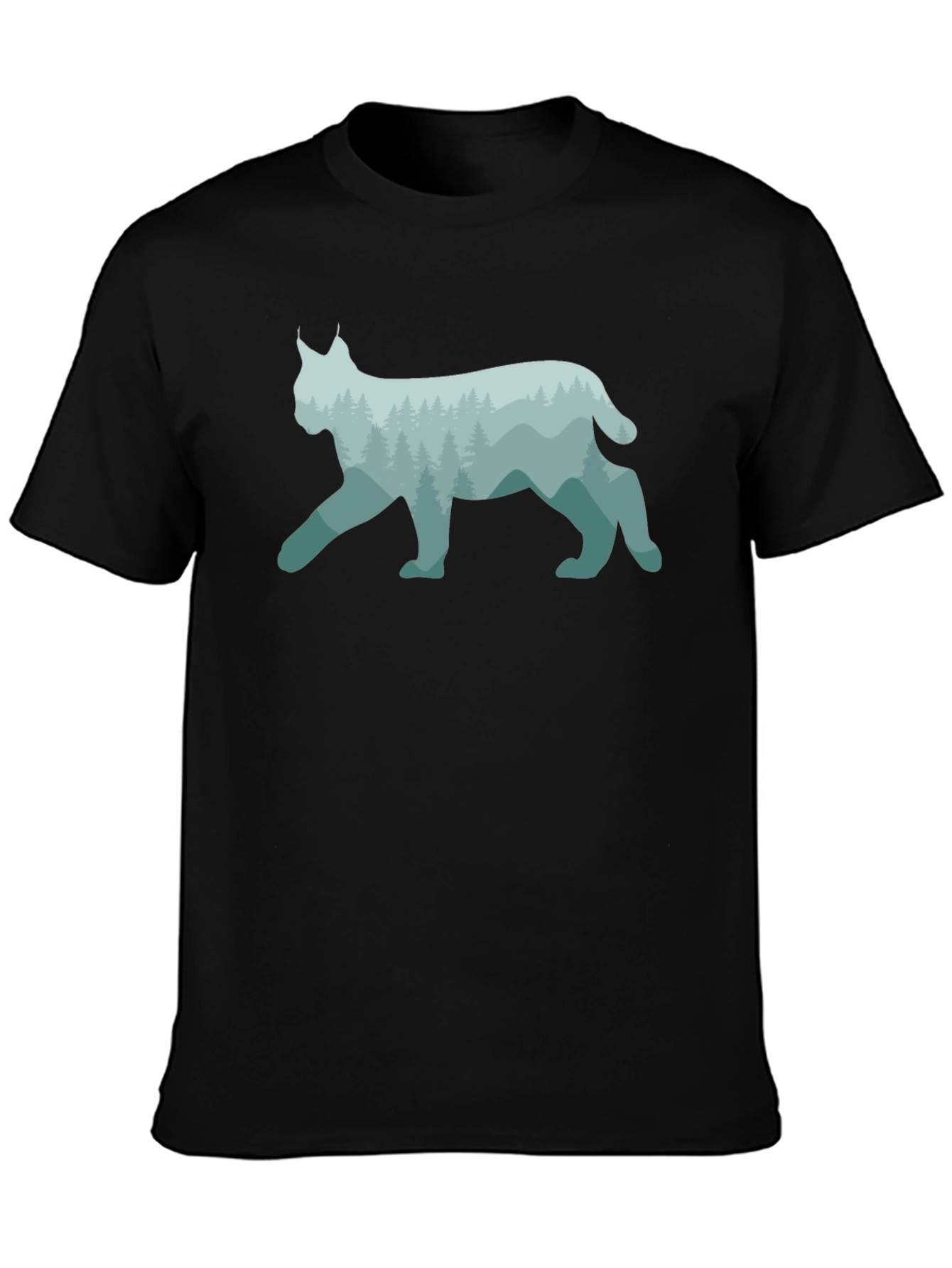 Lynx Forest Silhouette Black T-Shirt - 3
