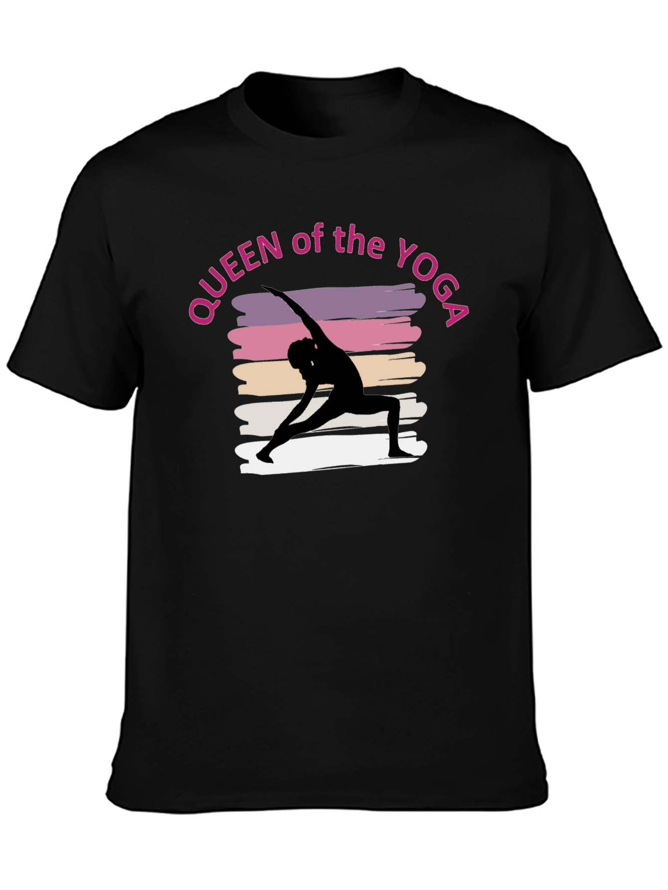 Black Queen of the Yoga Tee - Black Unisex T-Shirt view 3