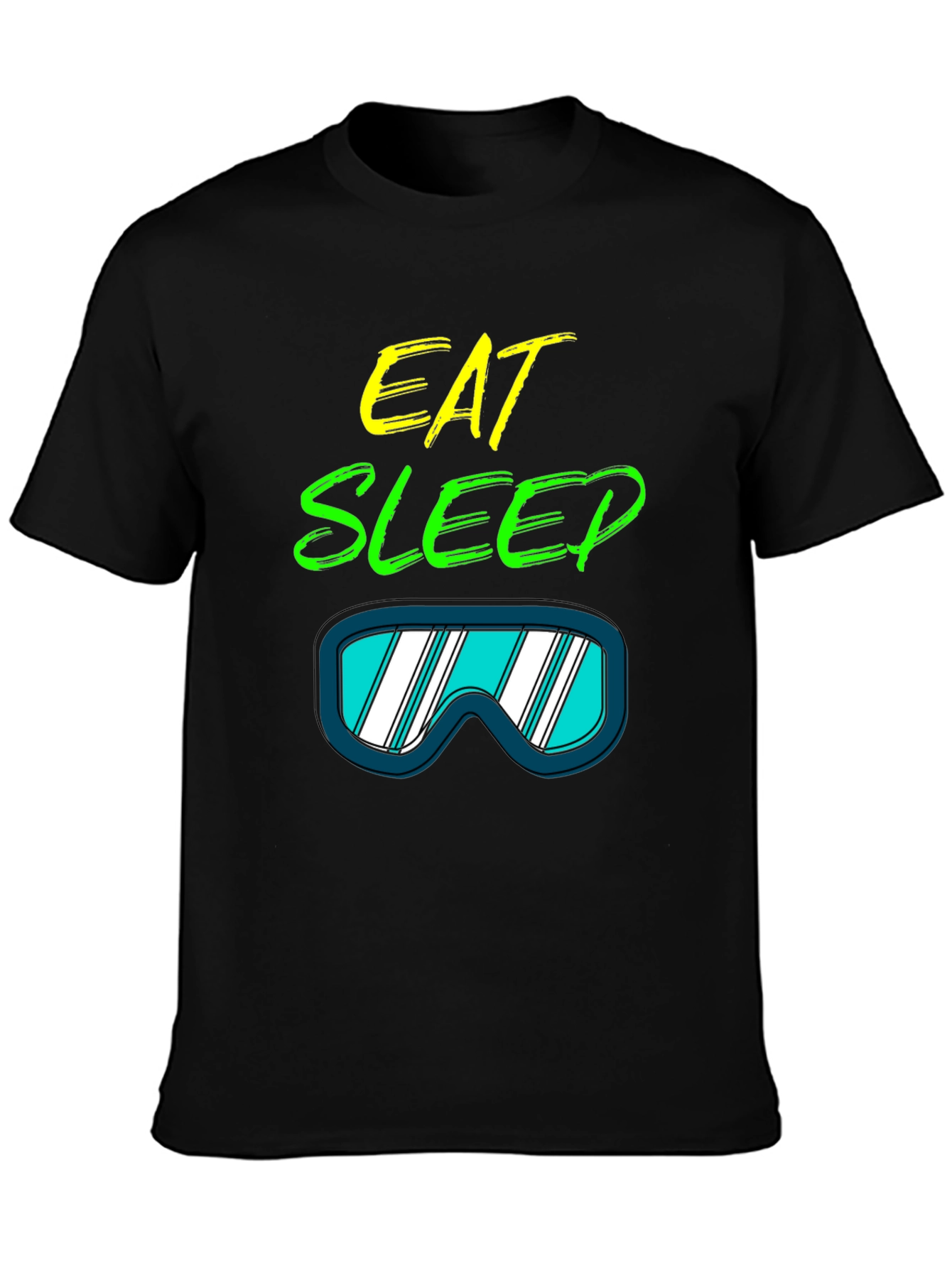 Black Eat Sleep Ski T-Shirt: Cool Ski Goggles Graphic Tee view 3