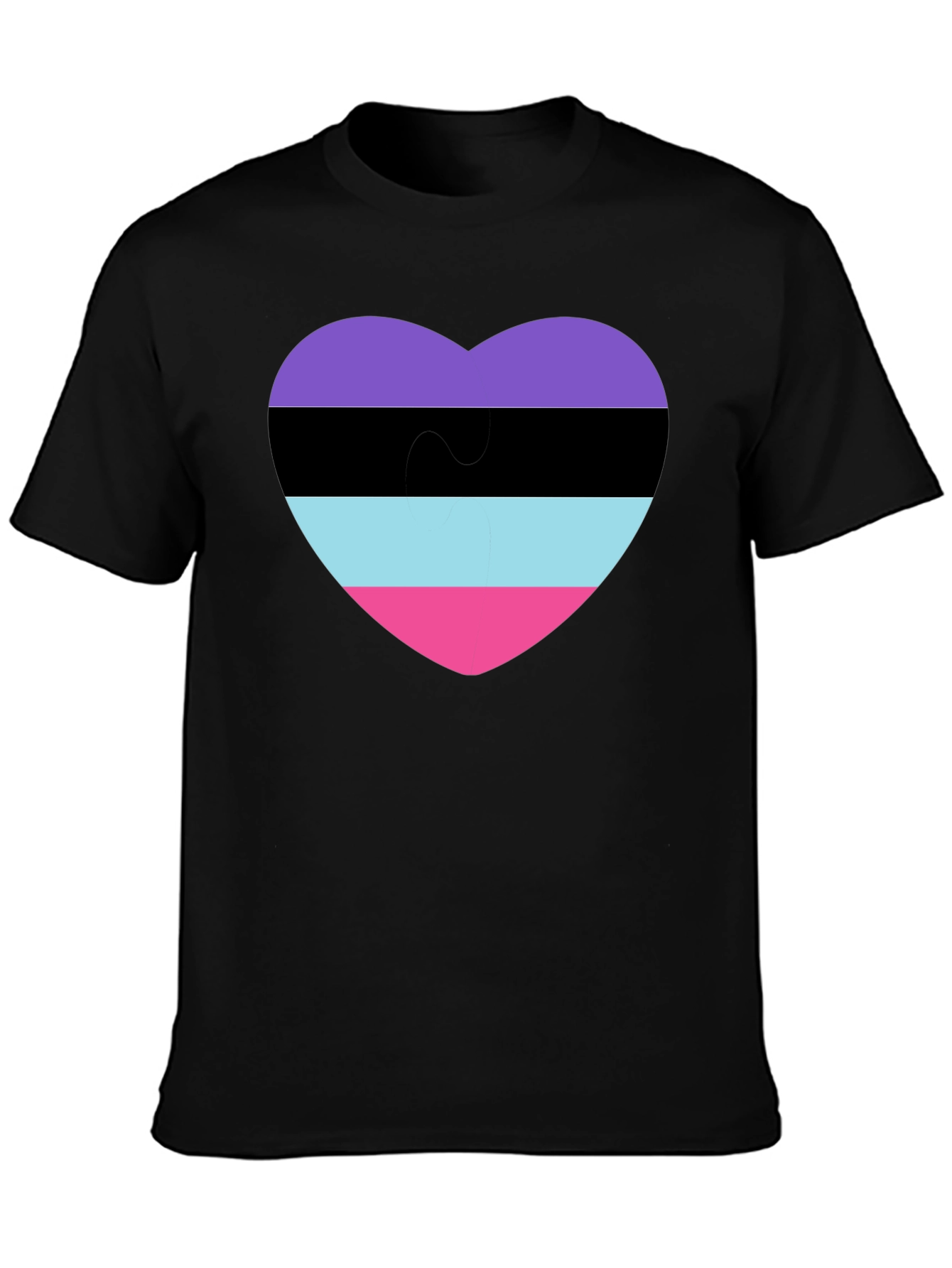 Black Omnisexual Pride Heart T-Shirt - Black view 3