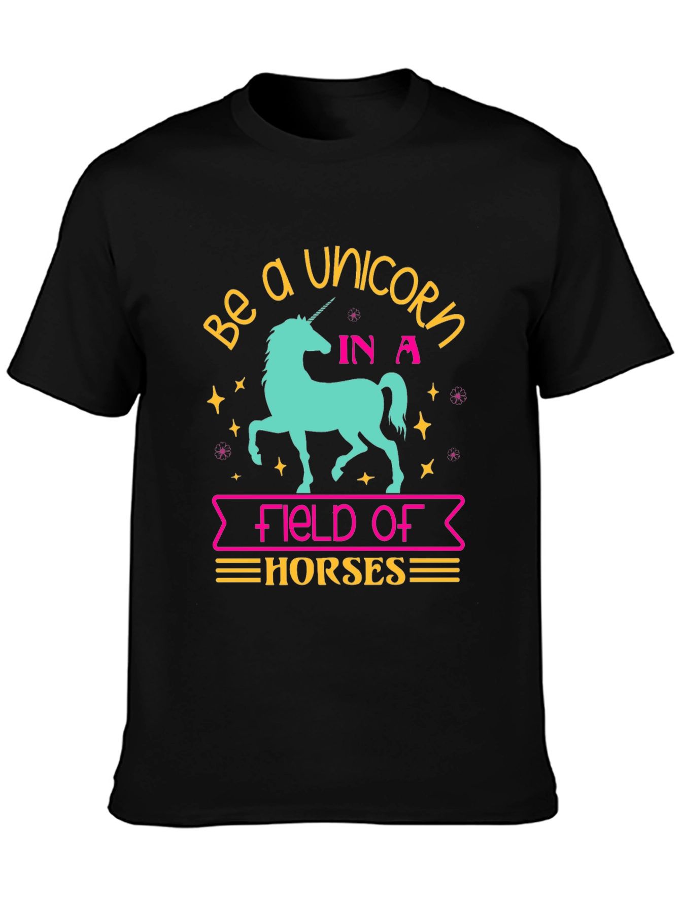 Black Be a Unicorn T-Shirt - Fun Graphic Tee view 3