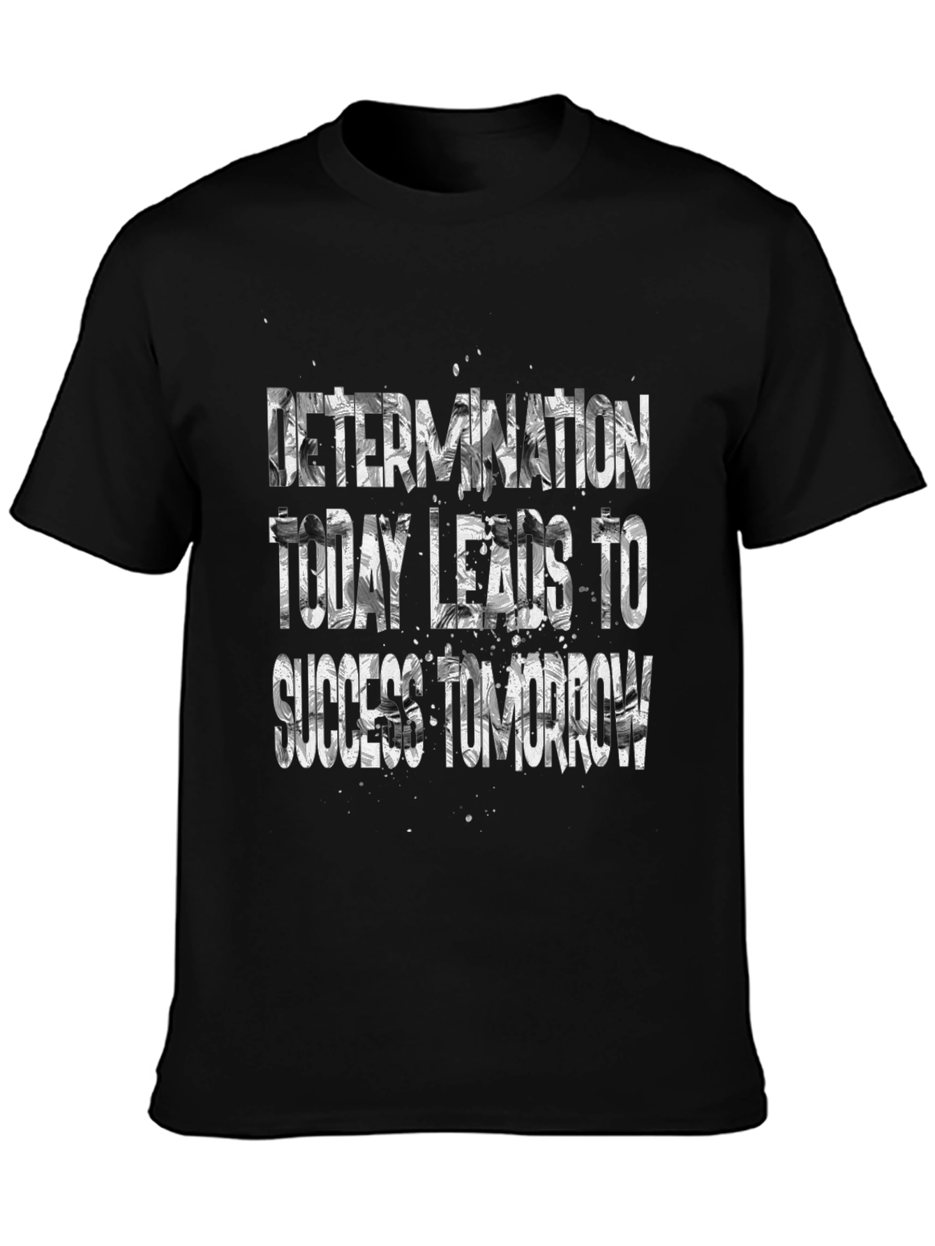 Black Motivational Black T-Shirt - Determination Leads to Success view 3