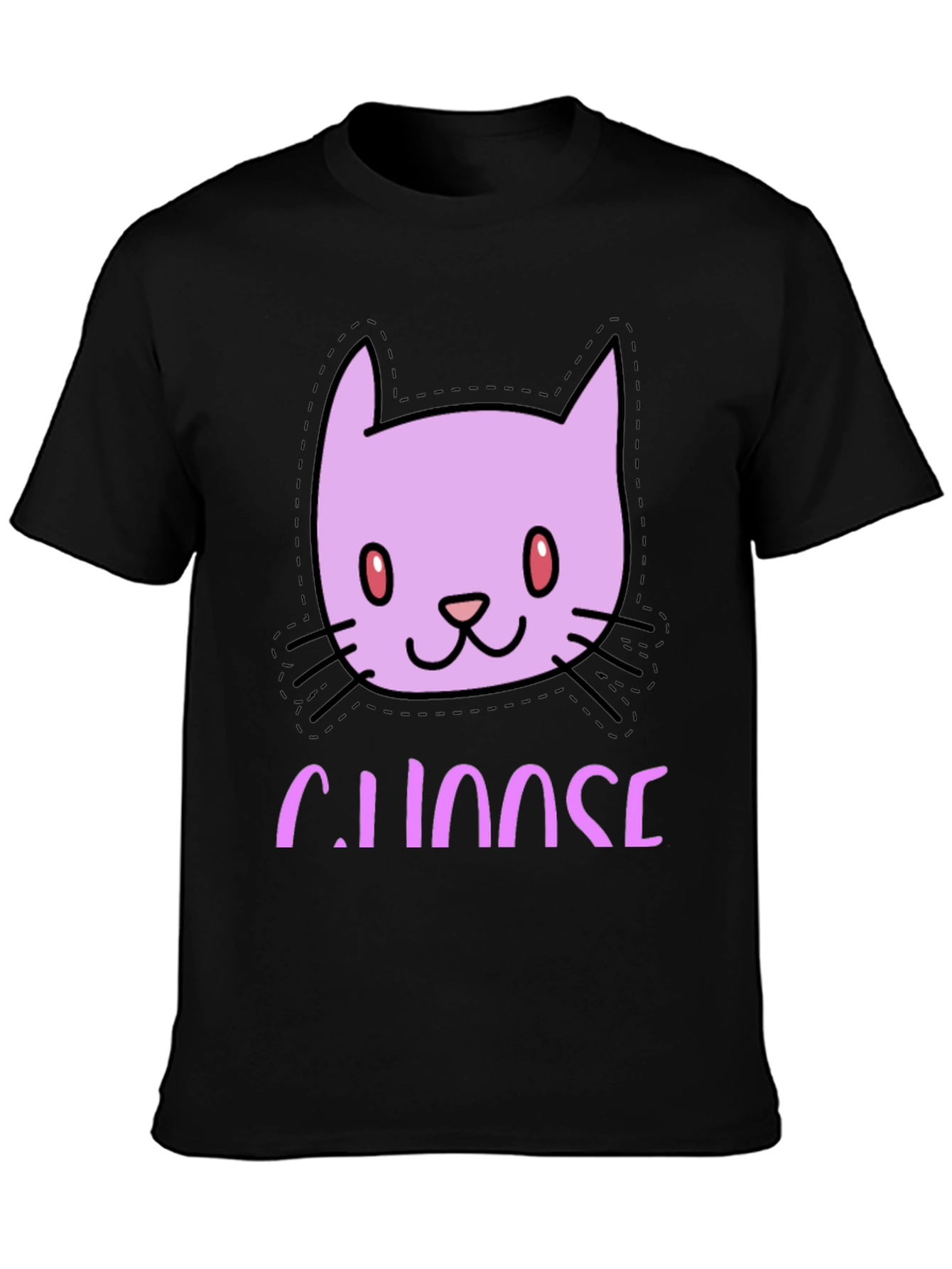 Black Cute Cat Face Tee - Choose Your Style! view 3