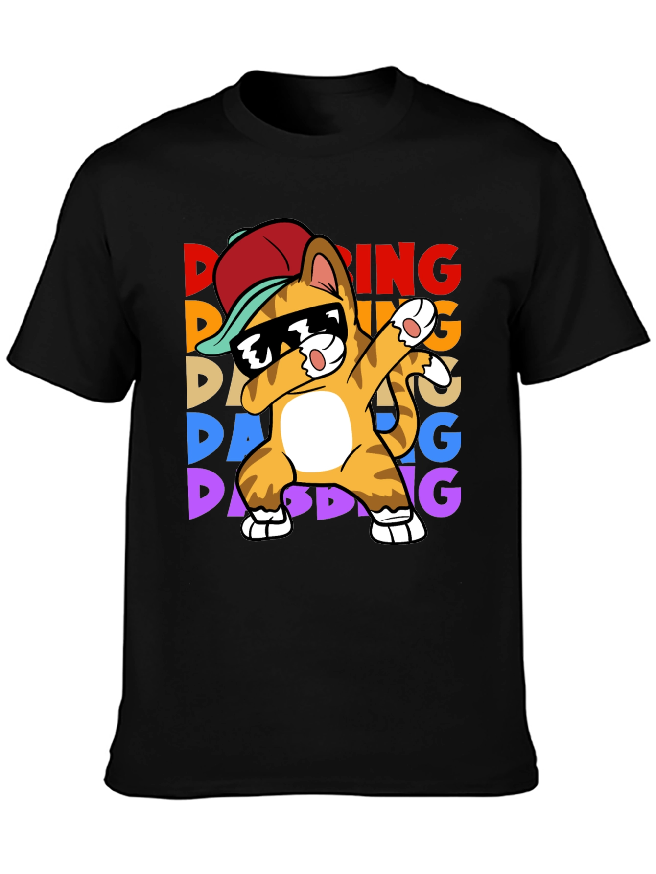 Black Dabbing Cat T-Shirt - Fun & Unique Design view 3