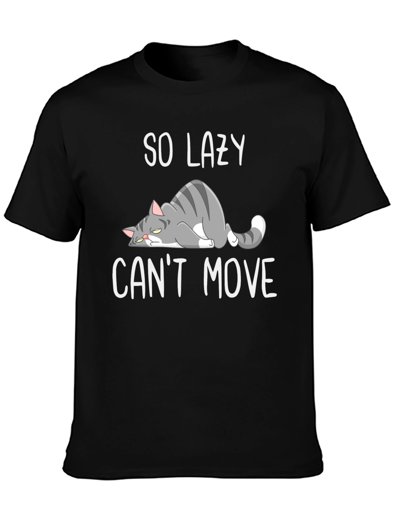 Black Lazy Cat Graphic T-Shirt - Funny and Comfortable view 3