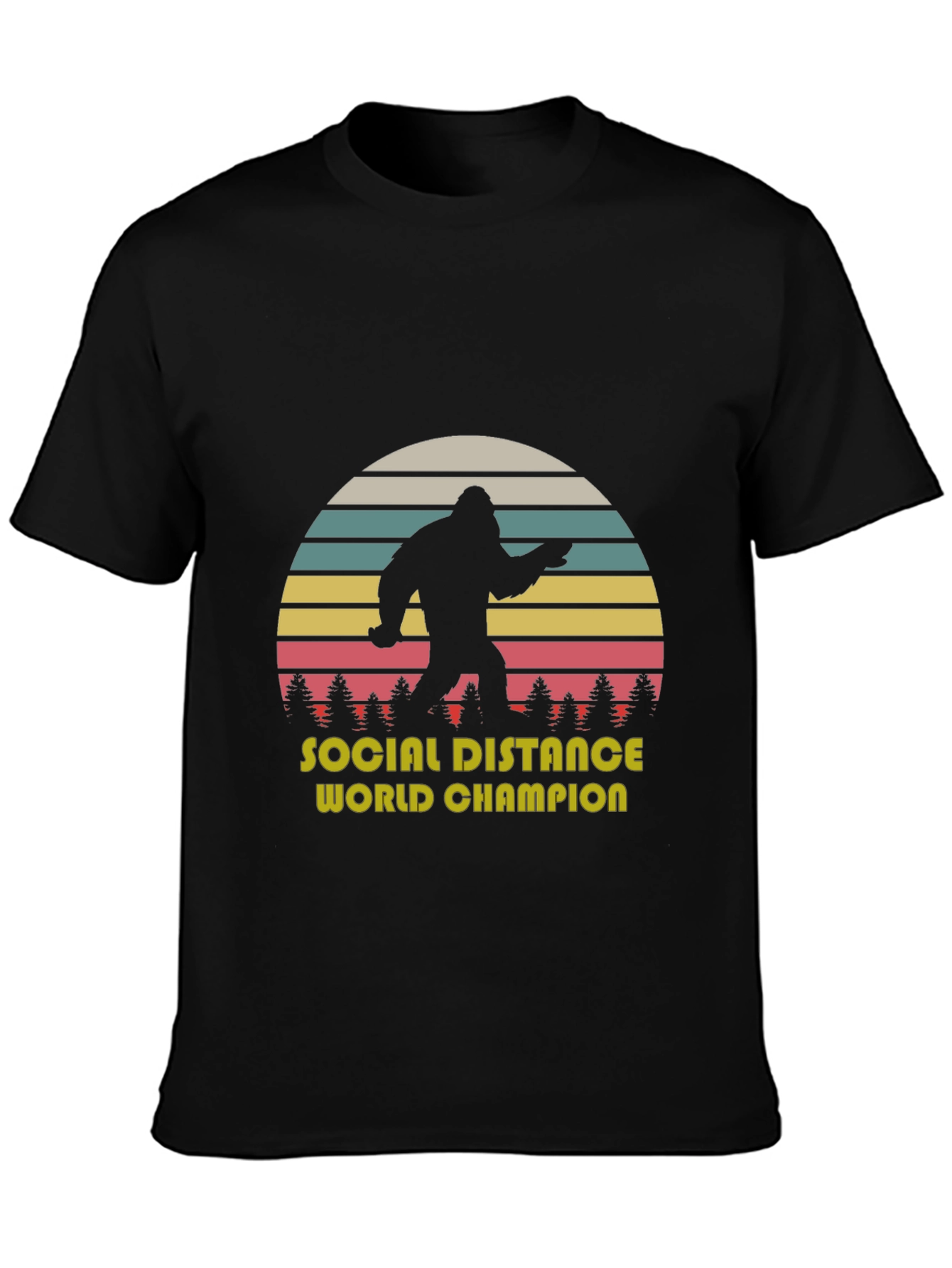 Black Social Distance World Champion T-Shirt view 3