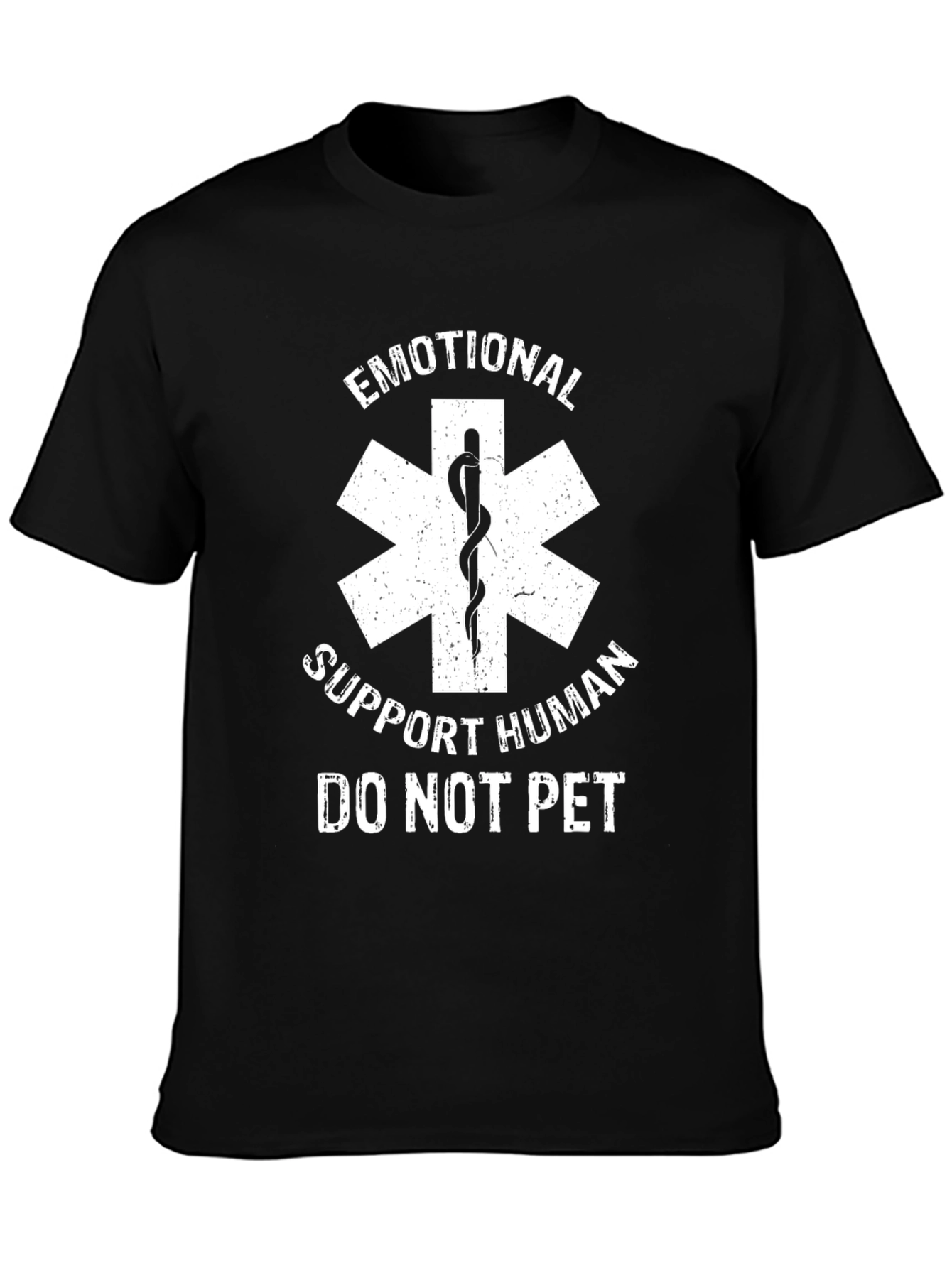 Black Emotional Support Human T-Shirt - Do Not Pet view 3