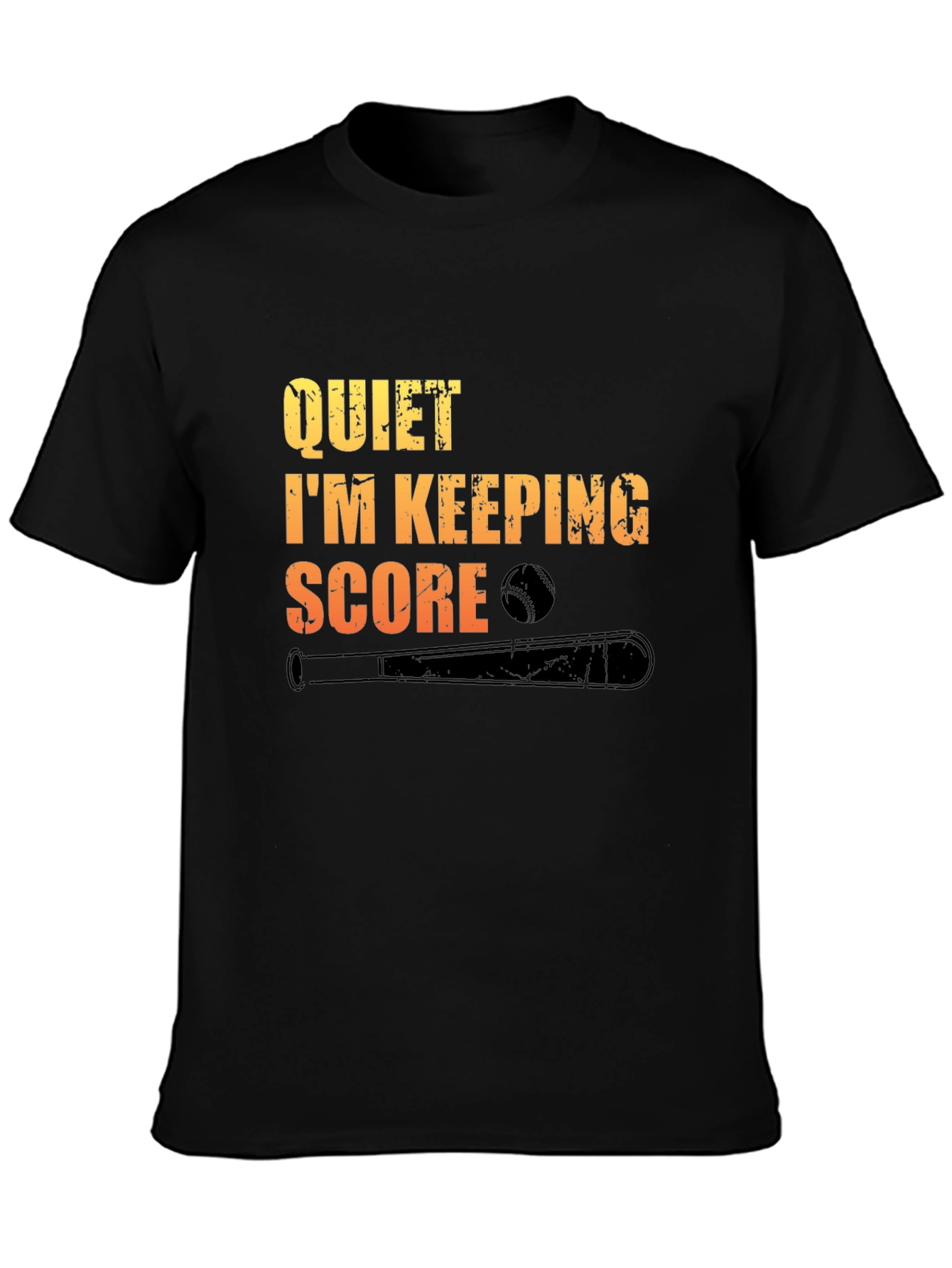 Black Quiet I'm Keeping Score Baseball T-Shirt view 3