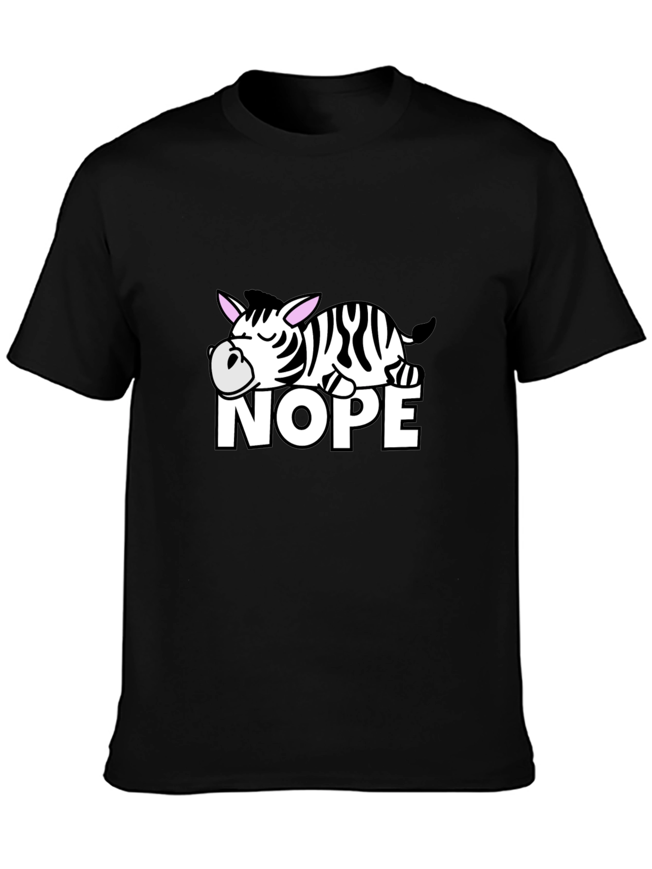 Black Nope Zebra Graphic T-Shirt - Lazy Animal Tee view 3