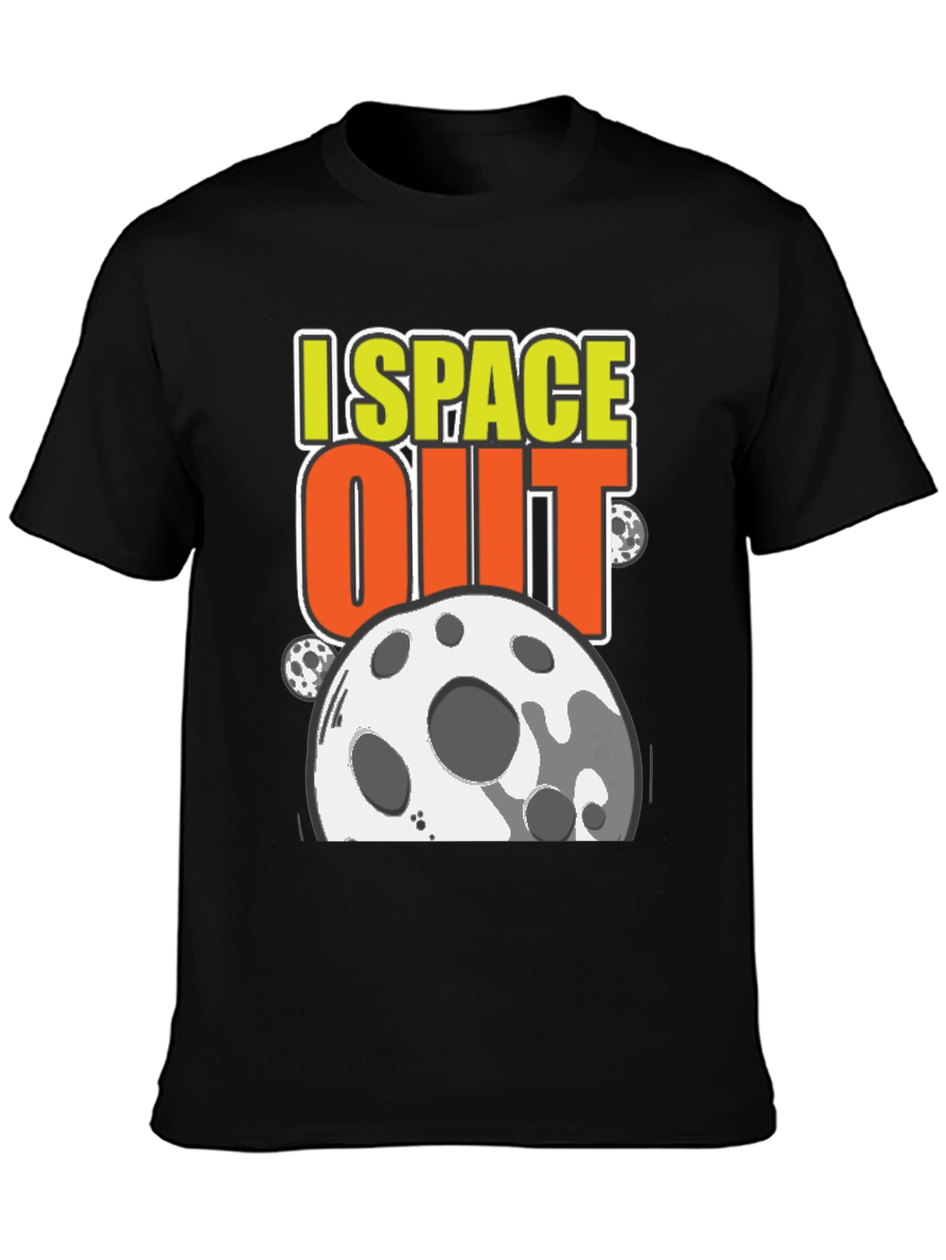 Black I Space Out T-Shirt - Black Cotton Blend view 3