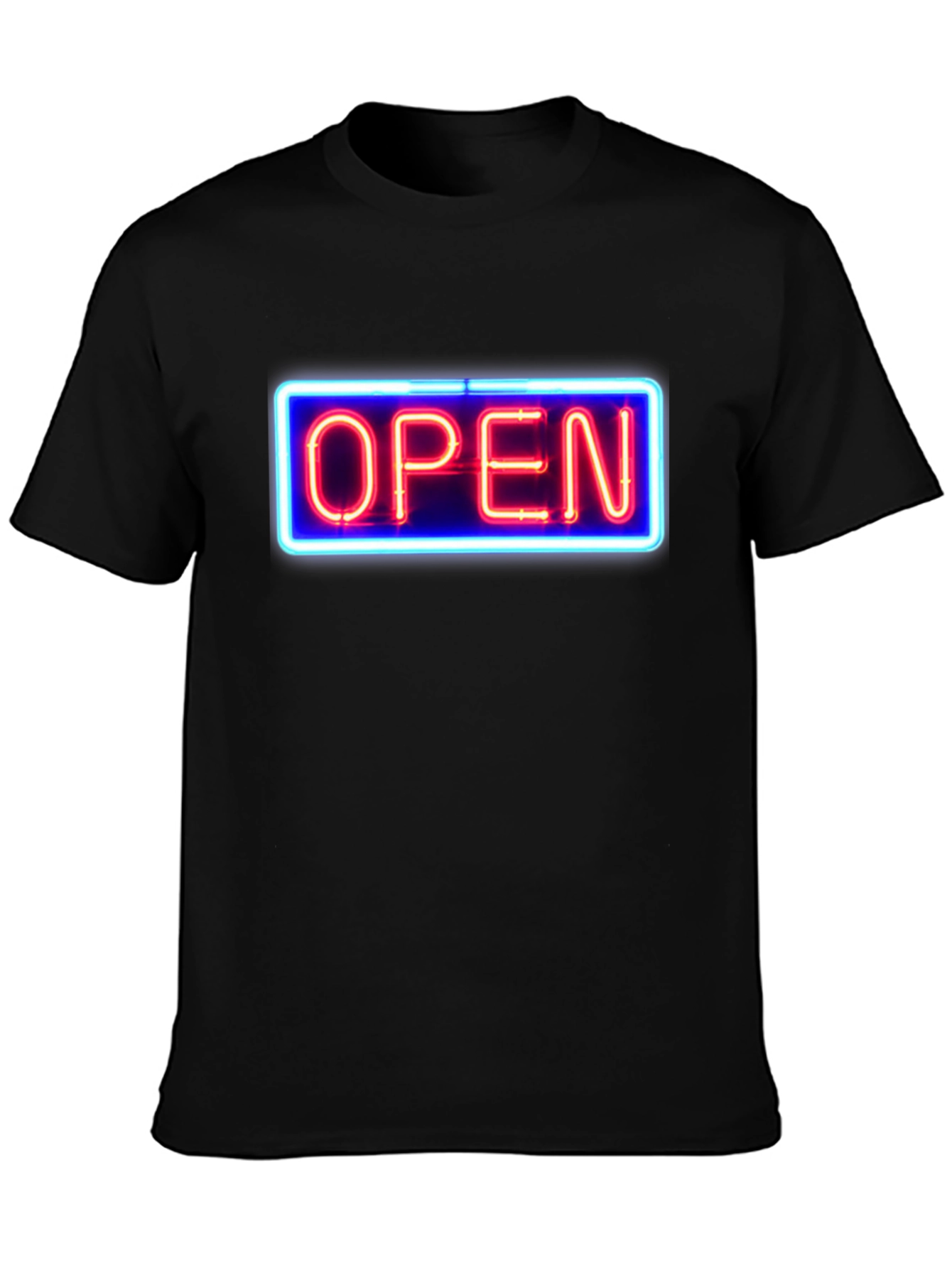 Black Neon Open Sign Graphic T-Shirt view 3