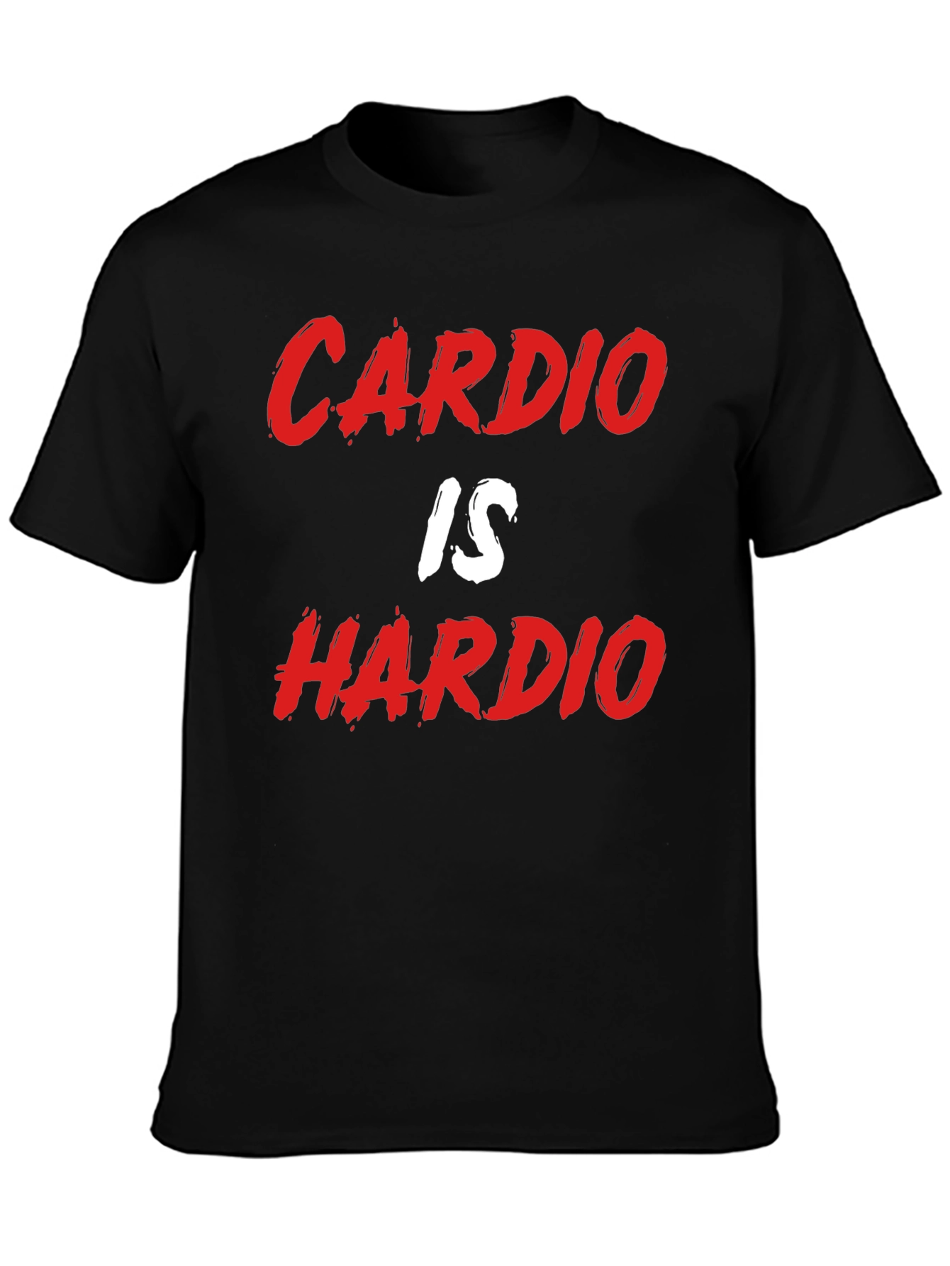 Black Cardio Is Hardio Funny Gym Workout Black T-Shirt view 3