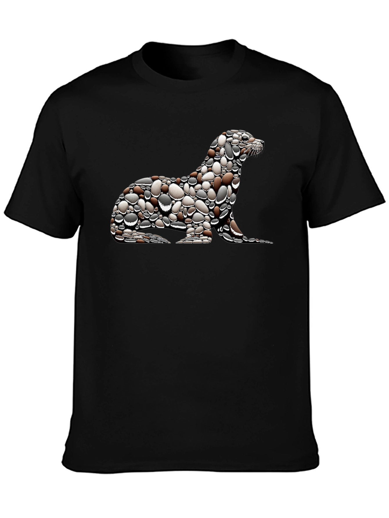 Black Unique Pebble Seal Graphic Tee view 3