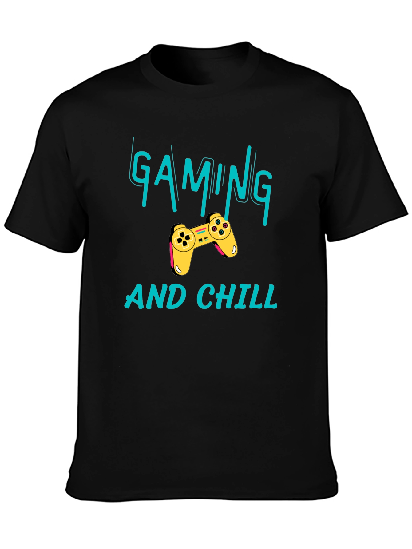 Black Gaming and Chill Black T-Shirt - Gamer Apparel view 3