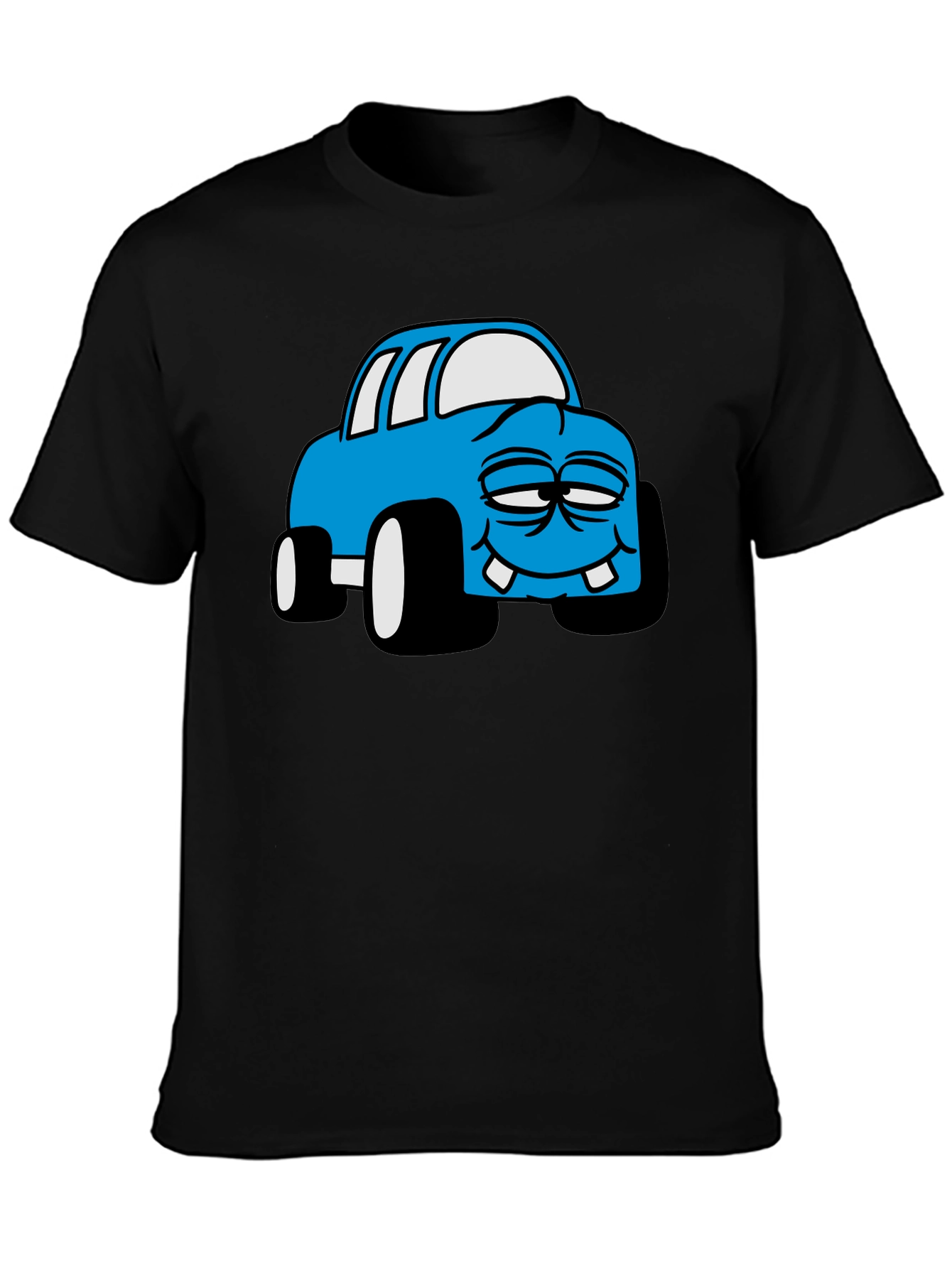 Black Cartoon Monster Car Graphic Black T-Shirt view 3