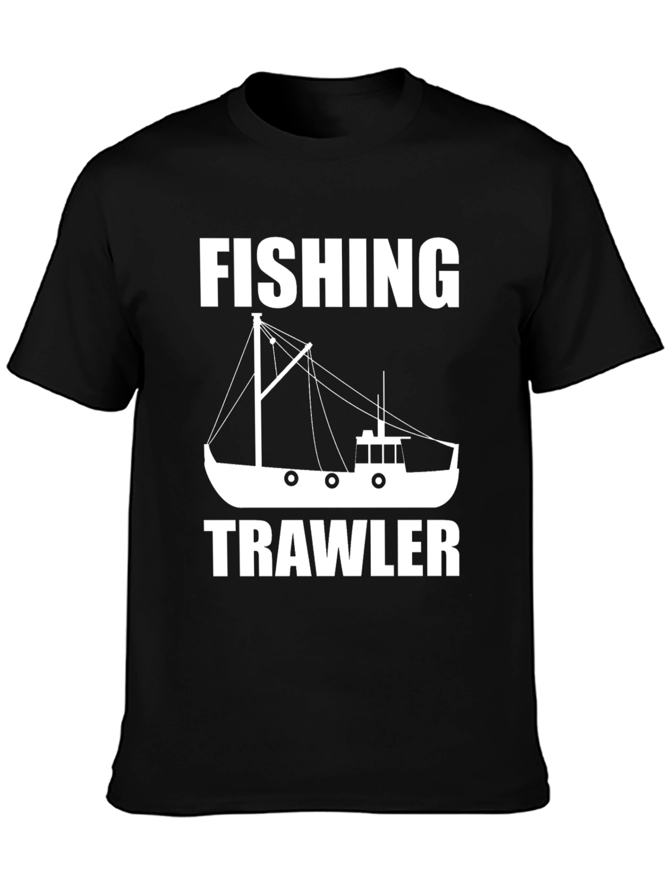 Black Fishing Trawler Graphic Tee - Black Cotton Comfort view 3