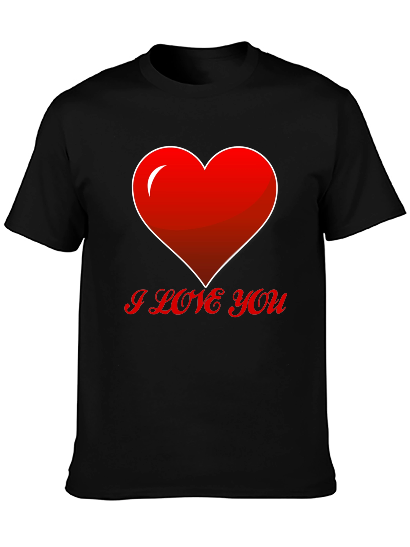 Black I Love You Heart T-Shirt view 3