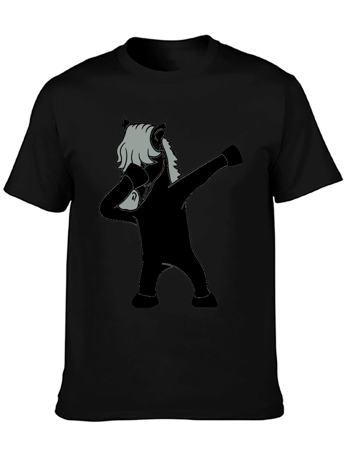 Black Dabbing Horse Graphic Tee - Black view 3