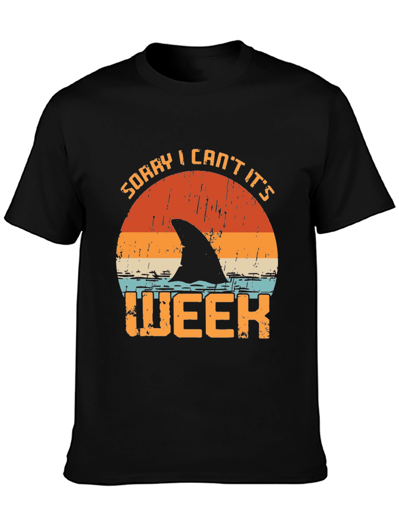 Black Sorry I Can't It's Shark Week T-Shirt view 3