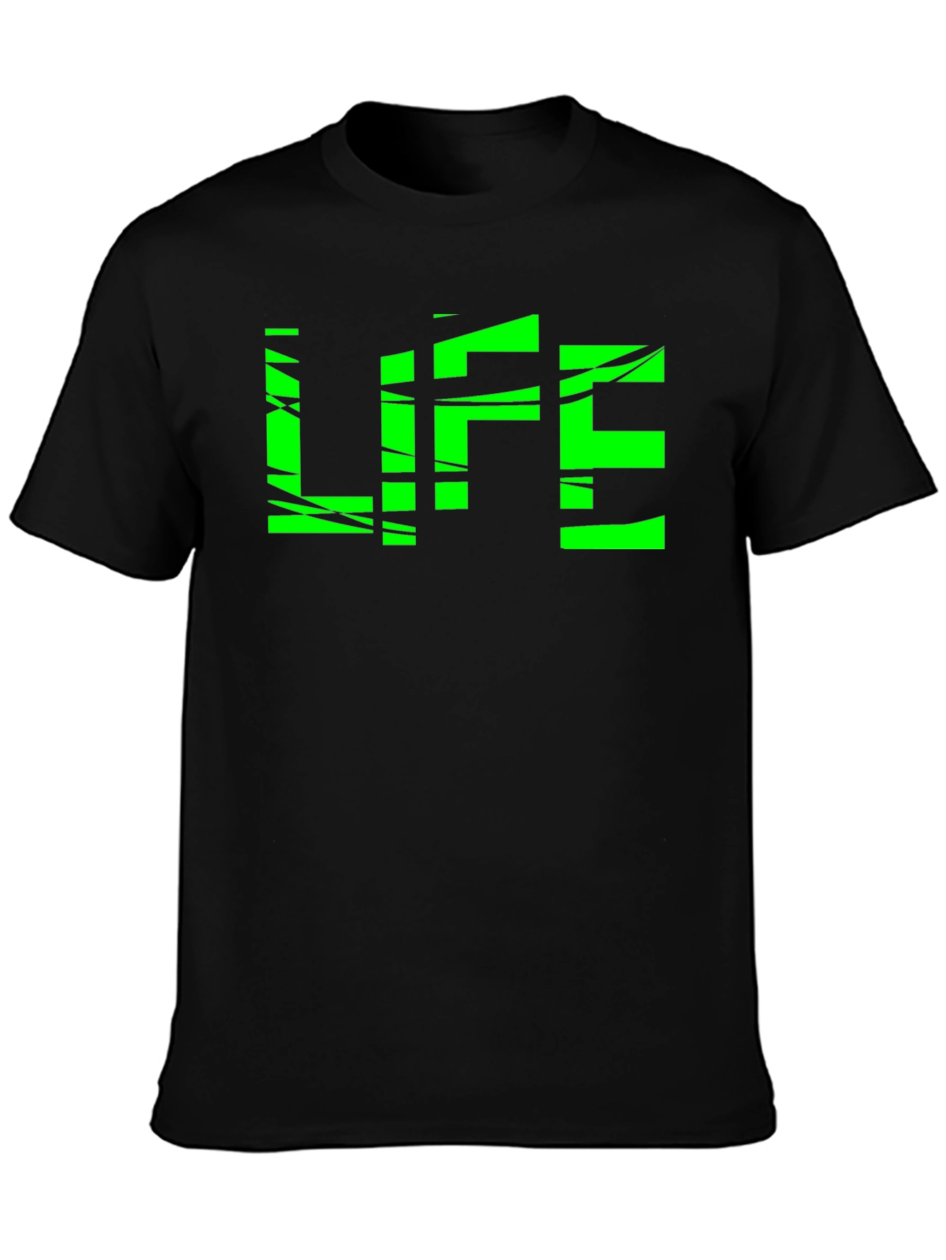 Black Green "LIFE" Graphic Black T-Shirt view 3
