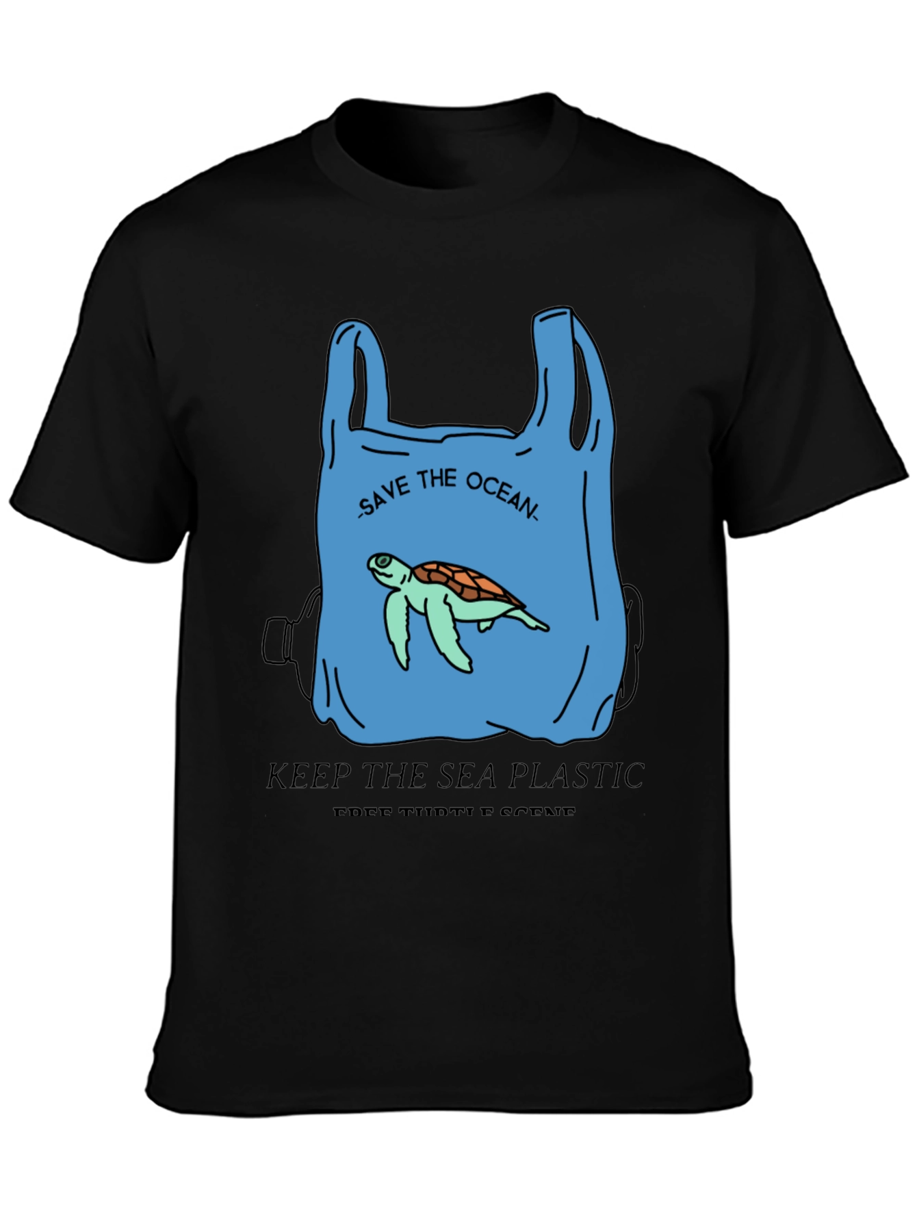 Black Save the Ocean Graphic Tee - Protect Sea Turtles view 3