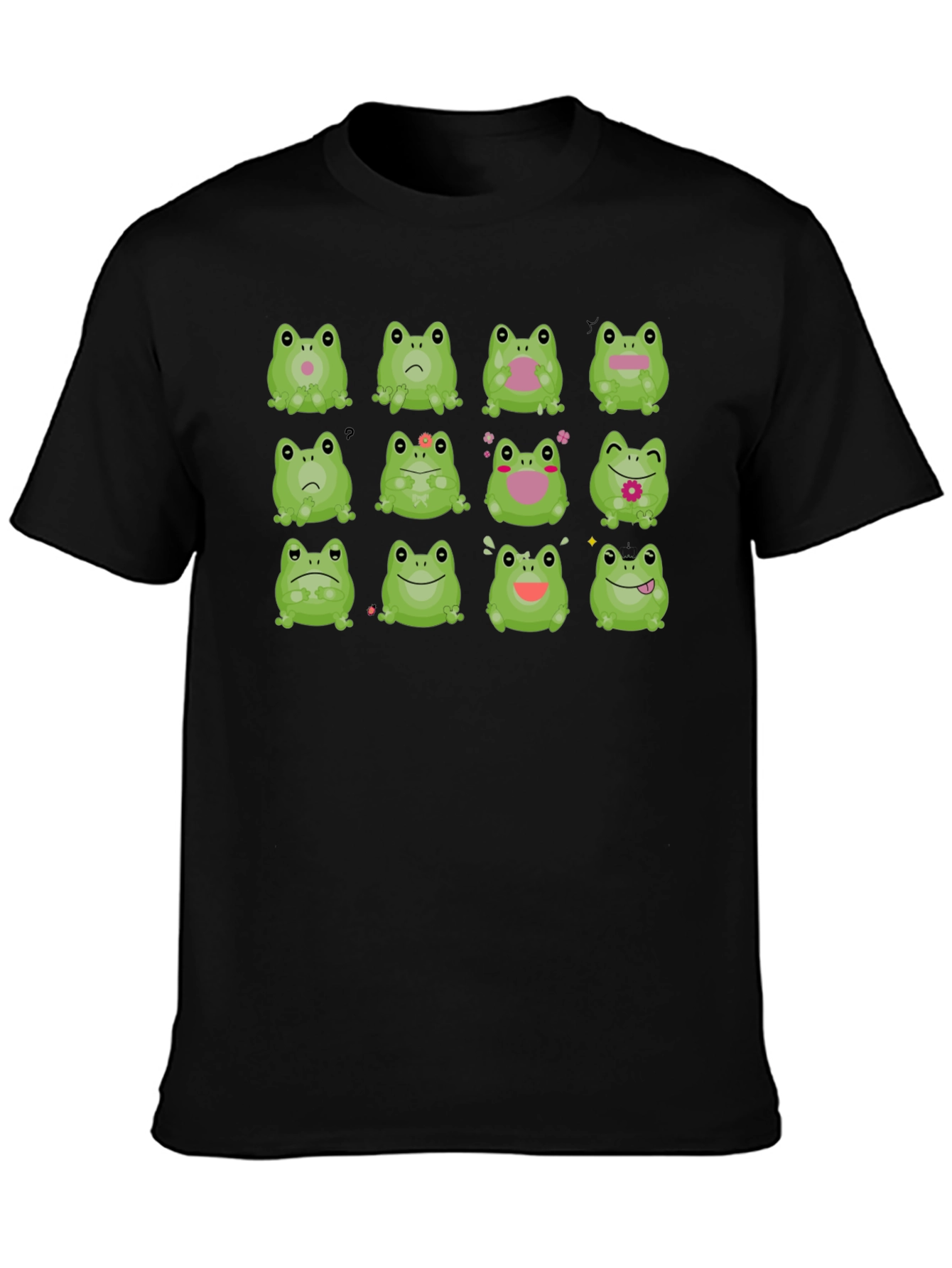 Black Frog Expression Black T-Shirt - Unisex view 3